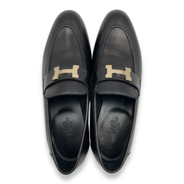 Paris 38.5 Black Loafers in Nappa, Palladium hardware