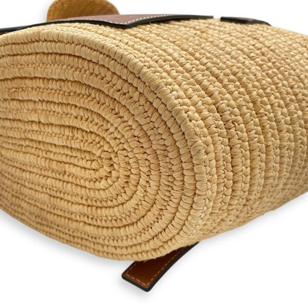 Elephant Basket Small Beige Top Handle Bag in Raffia/Calfskin, Silver hardware - Image 9