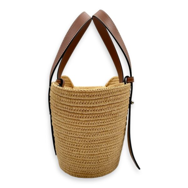 Elephant Basket Small Beige Top Handle Bag in Raffia/Calfskin, Silver hardware - Image 5