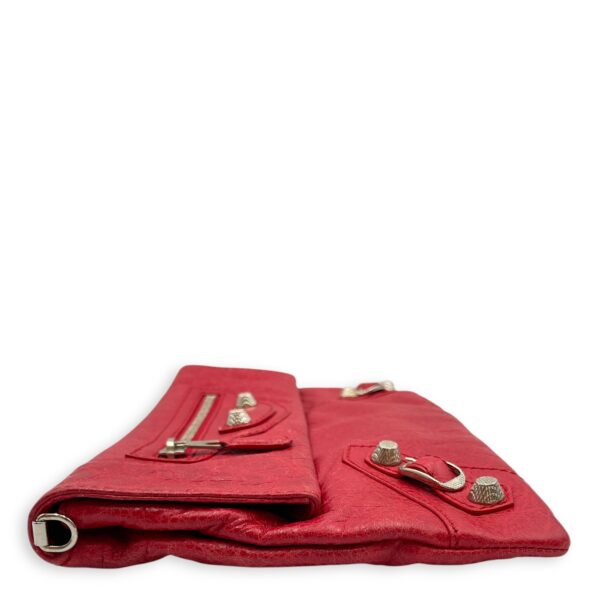 City Pouch Red Crossbody Bag in Distressed Leather, Silver hardware - Image 4