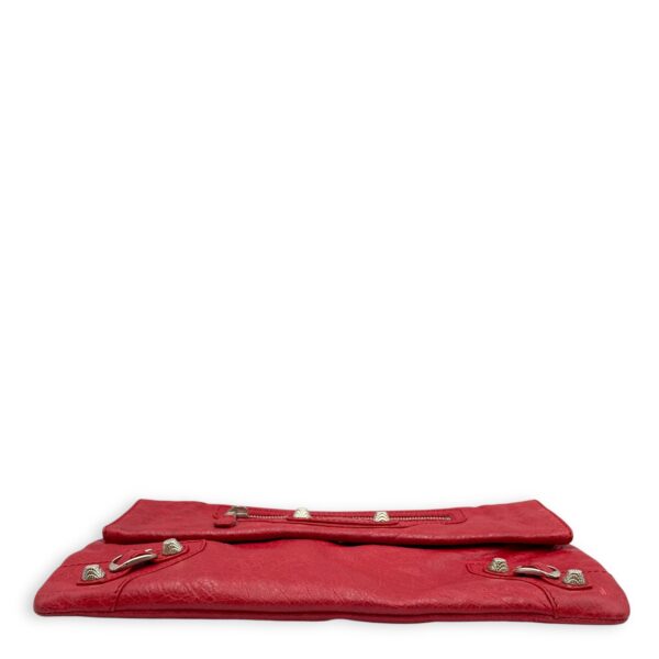 City Pouch Red Crossbody Bag in Distressed Leather, Silver hardware - Image 6