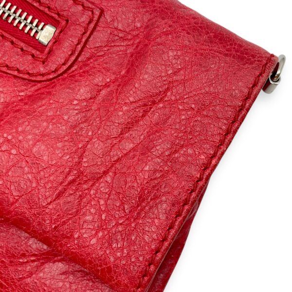 City Pouch Red Crossbody Bag in Distressed Leather, Silver hardware - Image 9