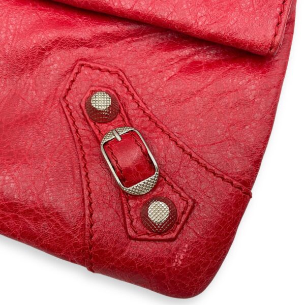 City Pouch Red Crossbody Bag in Distressed Leather, Silver hardware - Image 8