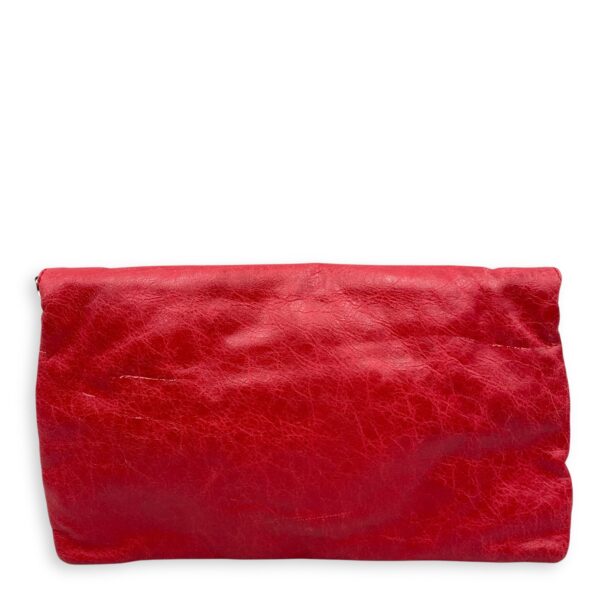 City Pouch Red Crossbody Bag in Distressed Leather, Silver hardware - Image 3