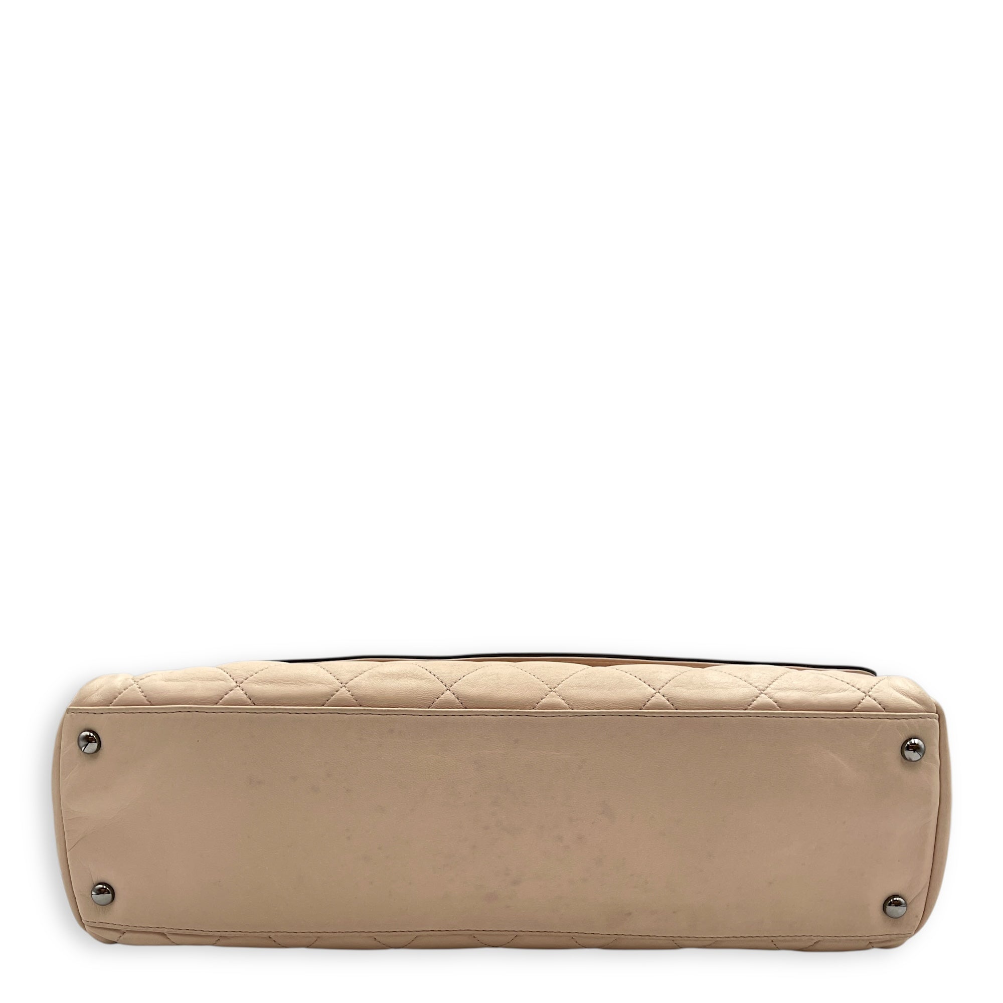 Two Tone Mademoiselle Lock Flap Beige Sholder bag in Lambskin, Silver hardware - Image 6