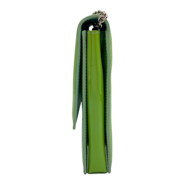Cara Bow Green Crossbody Bag in Patent Leather, Silver hardware - Image 7