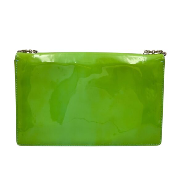 Cara Bow Green Crossbody Bag in Patent Leather, Silver hardware - Image 18