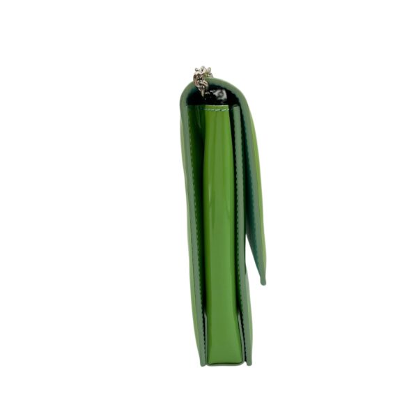 Cara Bow Green Crossbody Bag in Patent Leather, Silver hardware - Image 17