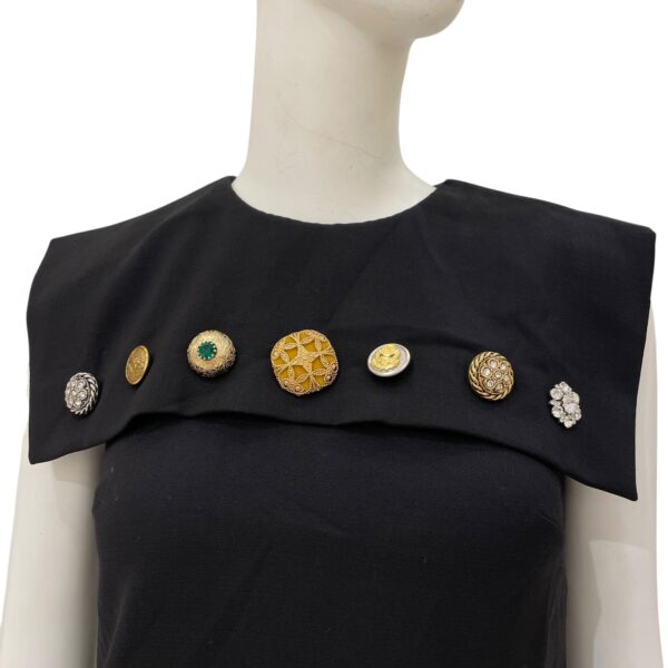 Mid Length Dress 36 Black Ready-To-Wear in Wool, Brushed Gold hardware - Image 4