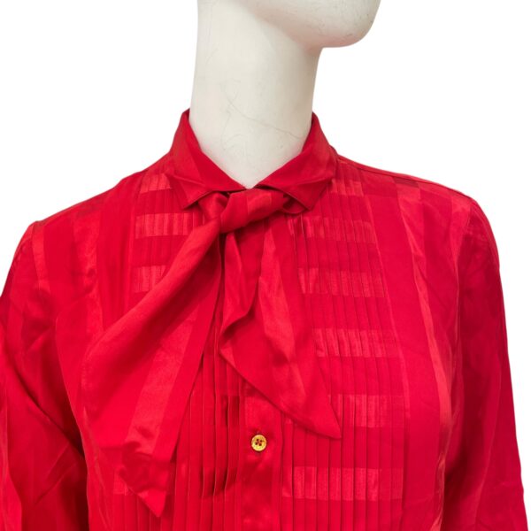 Striped Neck Scarf Detail Shirt 38 Red Ready-To-Wear in Silk, Gold hardware - Image 4