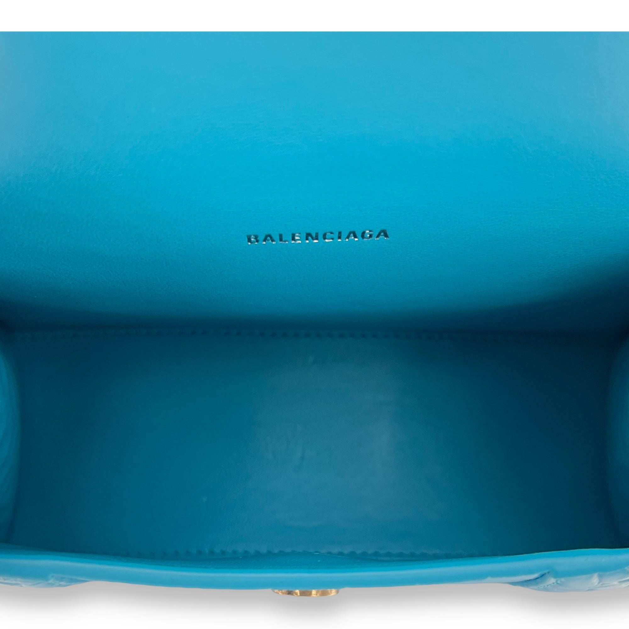 Hourglass Top Handle Bag XS Blue in Calfskin , Silver Hardware - Image 7