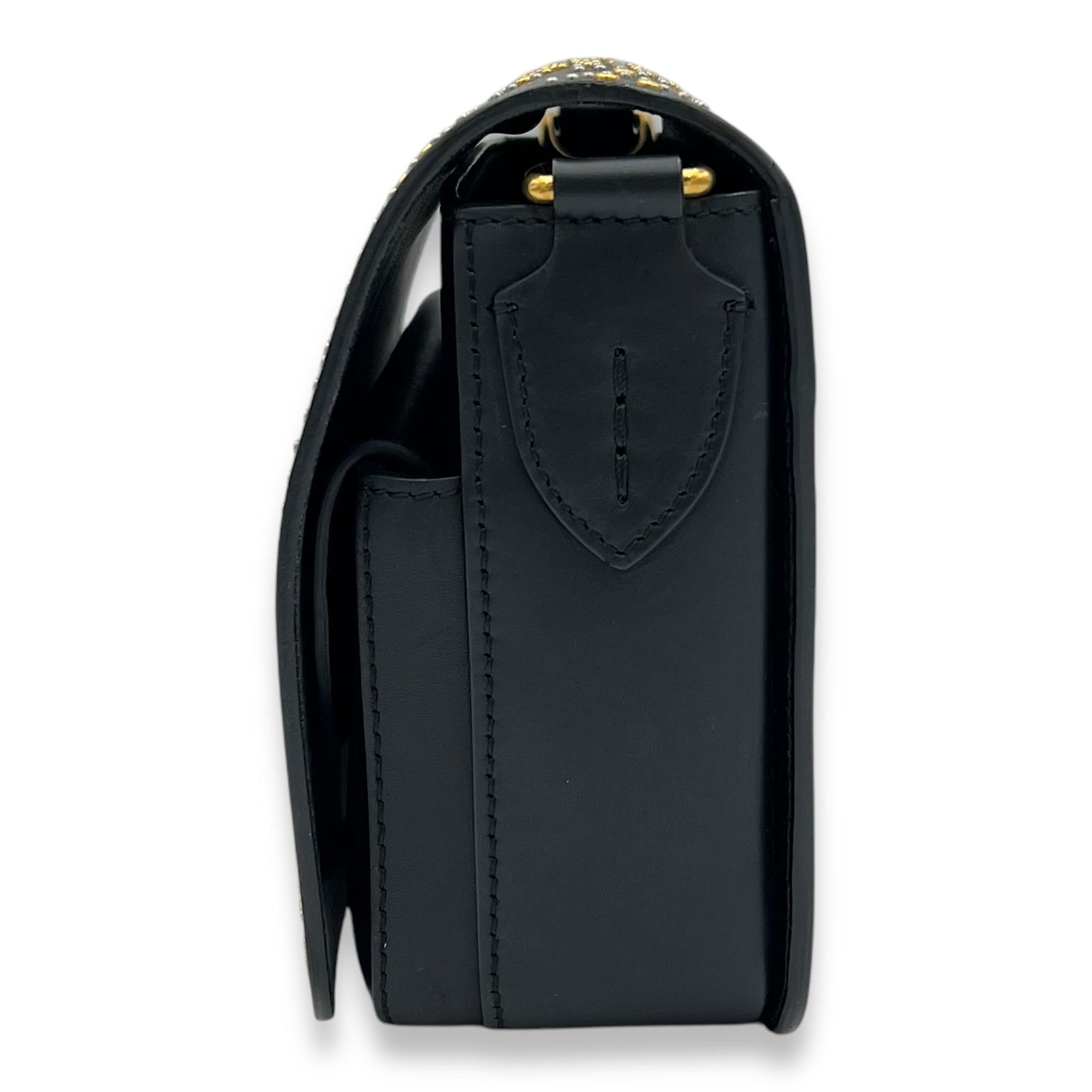 Birdie Studded Black Crossbody Bag in Calfskin, Mixed hardware - Image 5