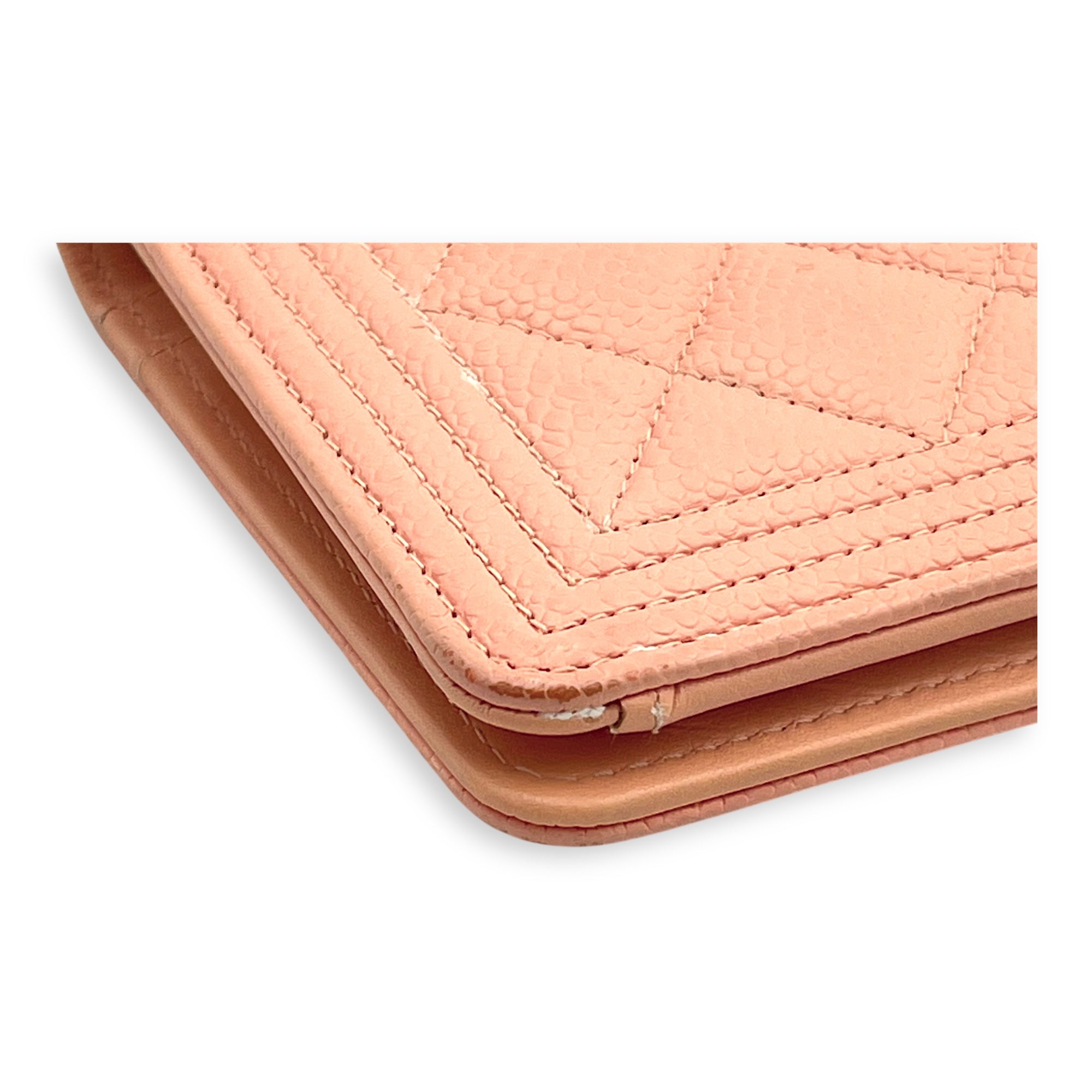 Boy Peach Wallet in Caviar Leather, Gold hardware - Image 12