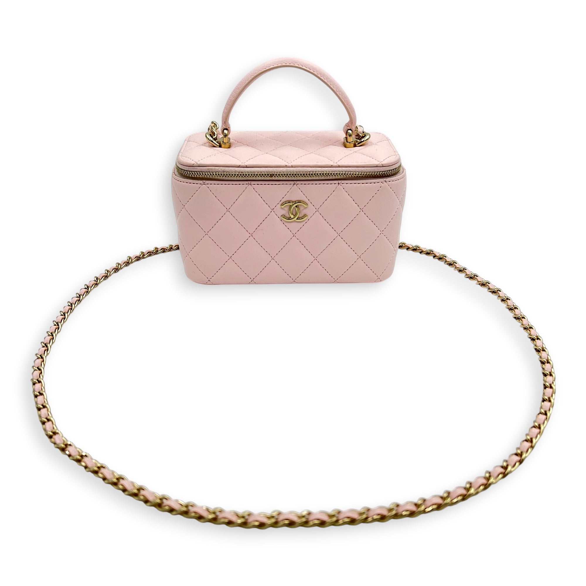 Vanity Crossbody Bag Pink in Lambskin, Gold hardware - Image 15