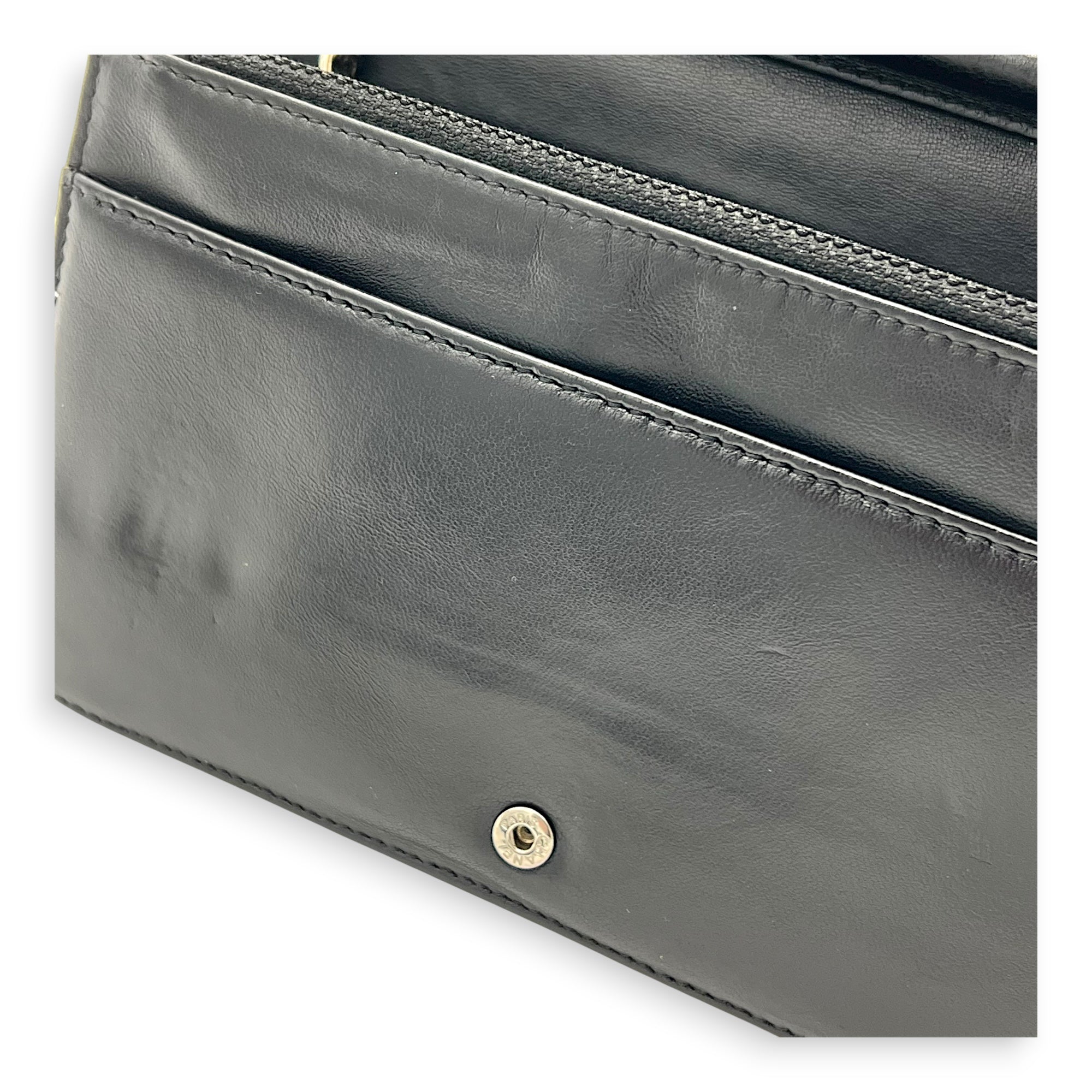 Vintage CC Wallet On Chain Black in Lambskin, Silver hardware - Image 10
