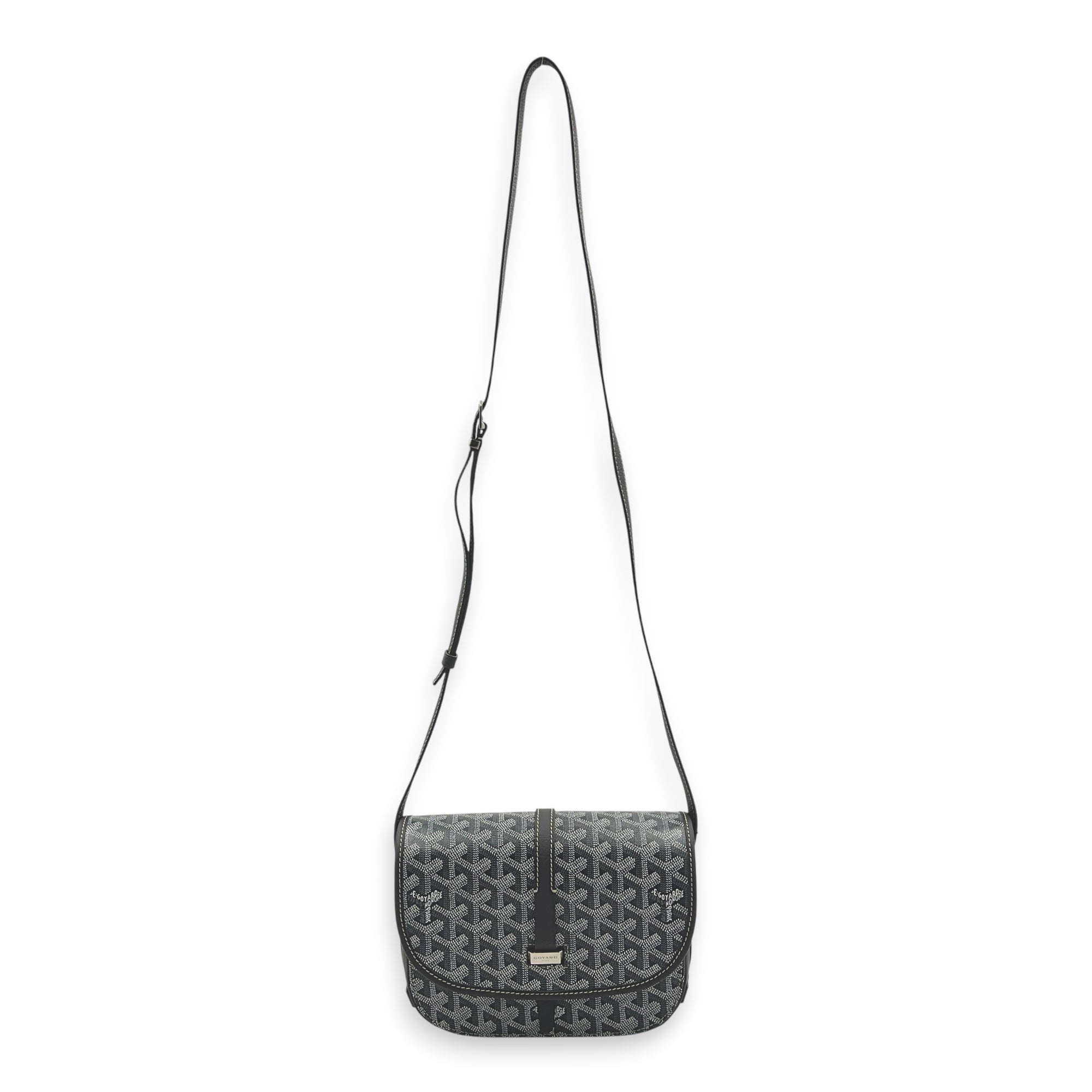 Belvedere Crossbody Bag PM Grey in Coated Canvas, Silver hardware - Image 9