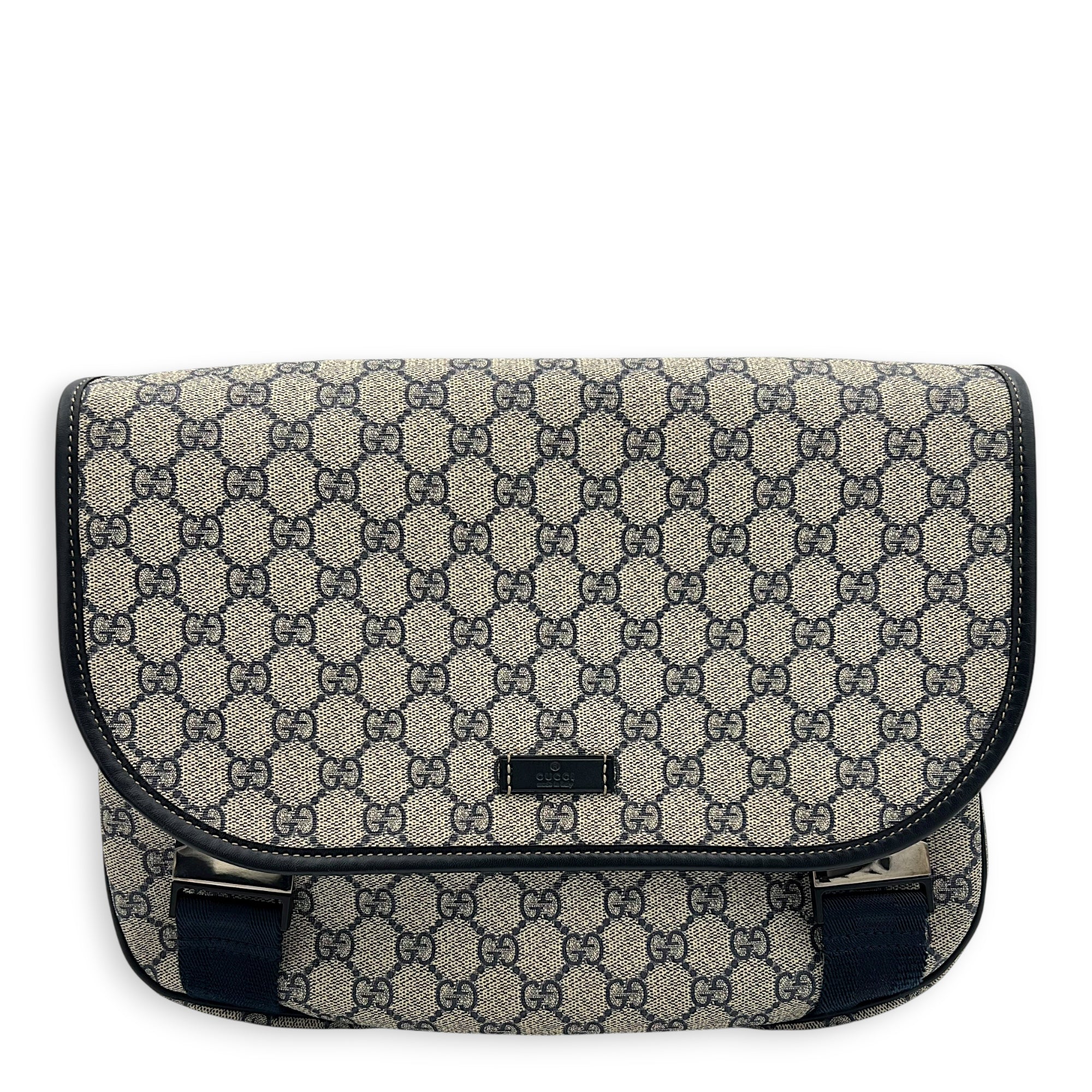 Guccissima Messenger Blue in Coated Canvas, Silver hardware