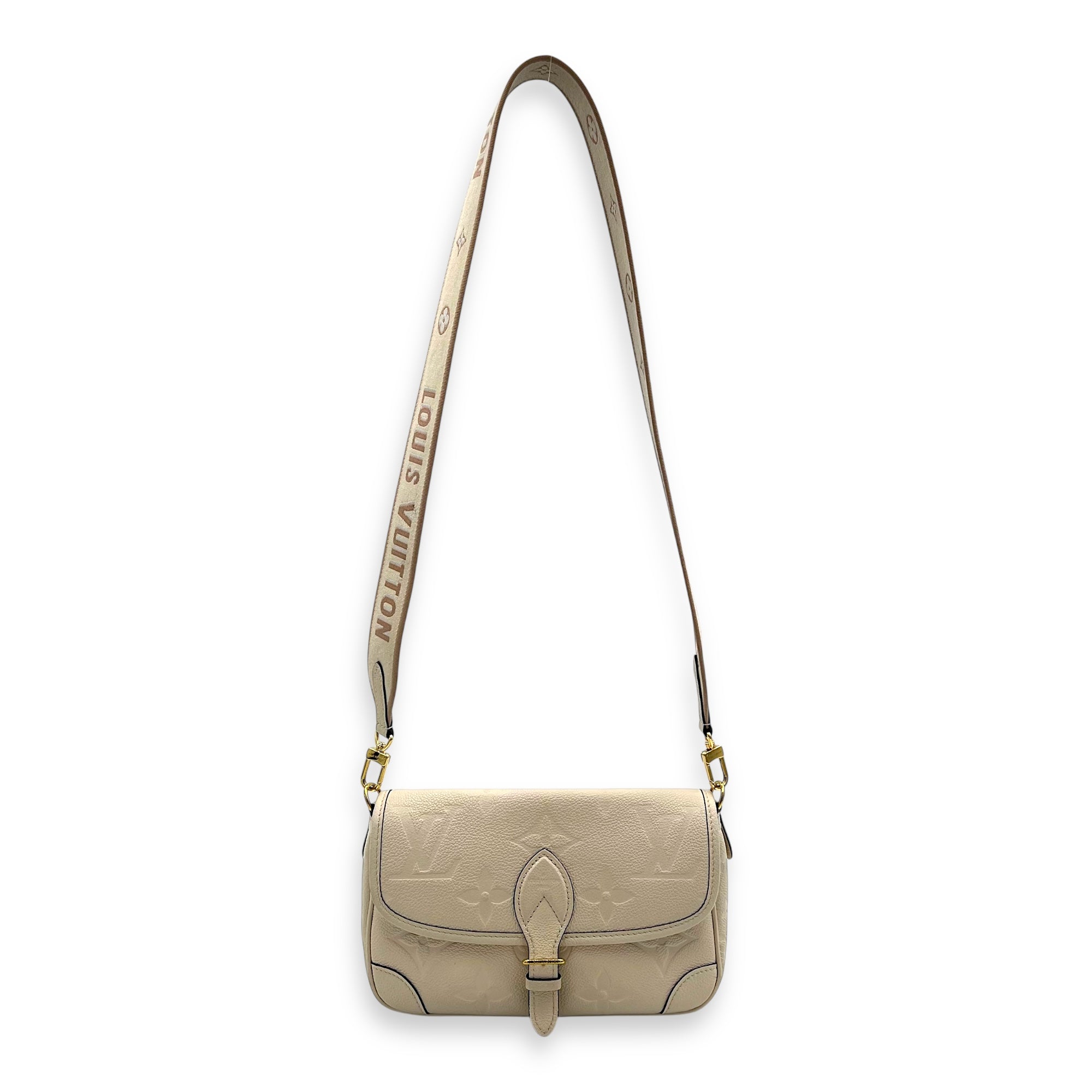 Diane Crossbody Bag Beige in Empreinte Leather, Gold hardware - Image 17
