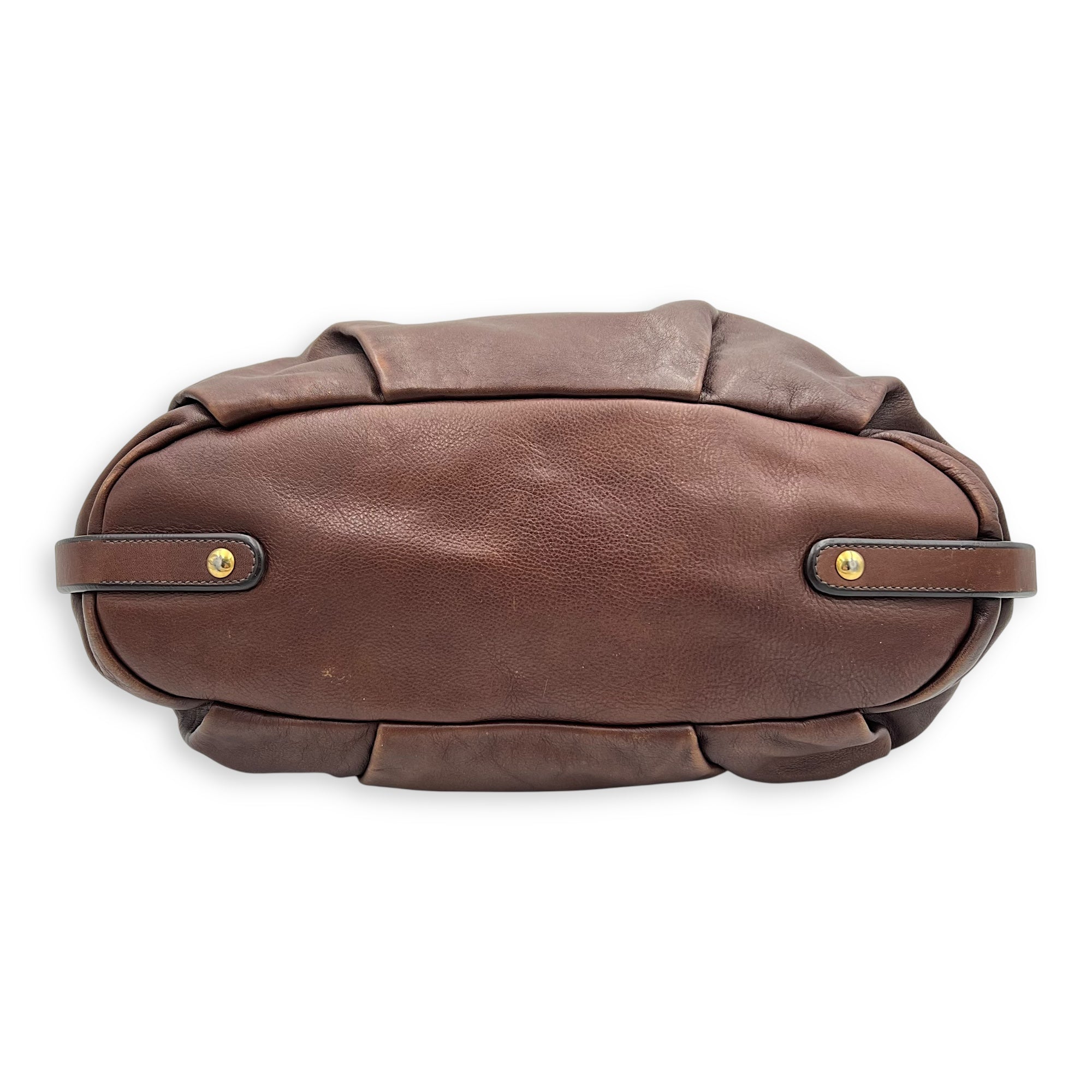 Logo Top Handle Bag Brown in Calfskin, Gold hardware - Image 6