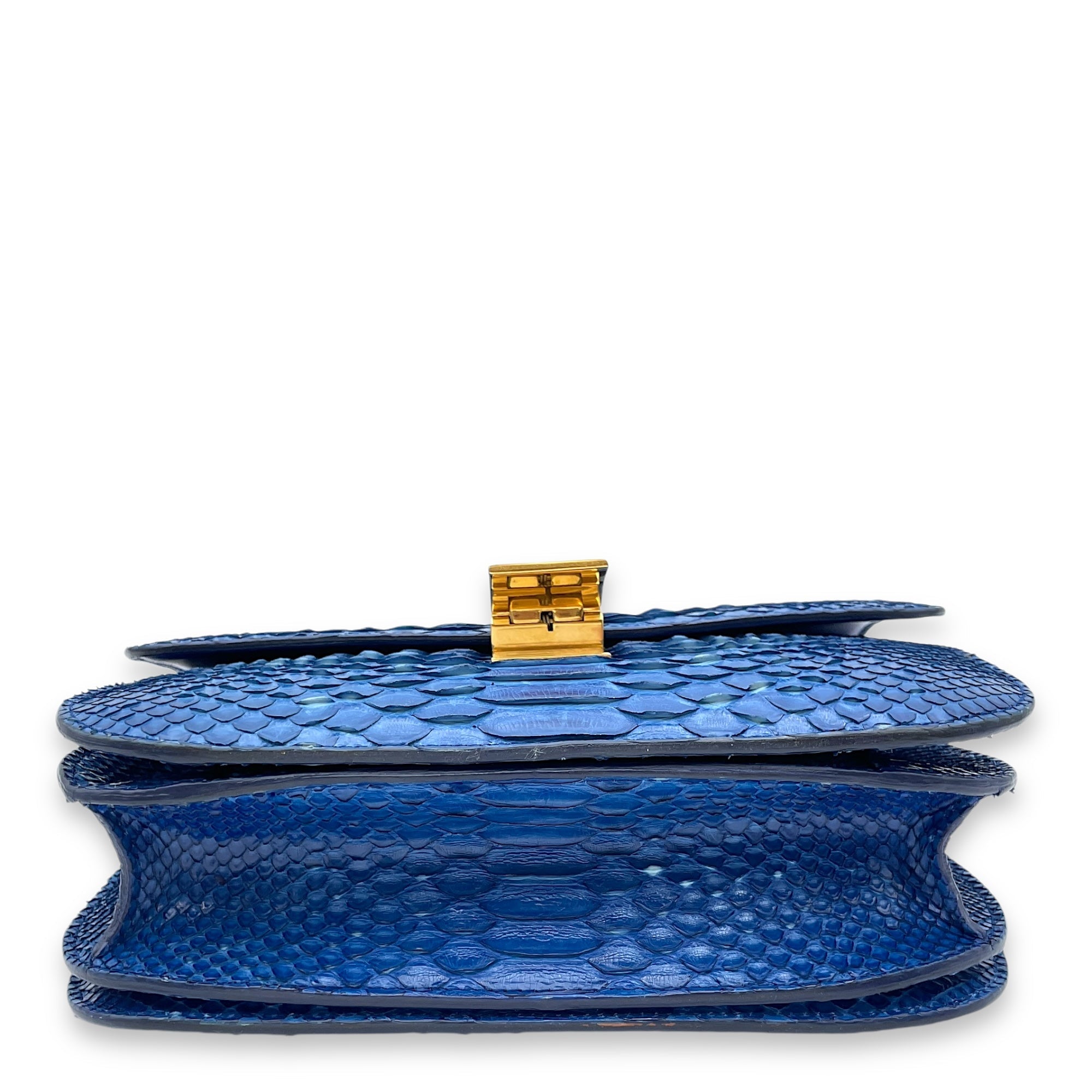 Box Medium Cobalt Shoulder Bag in Python Leather, Gold hardware - Image 6