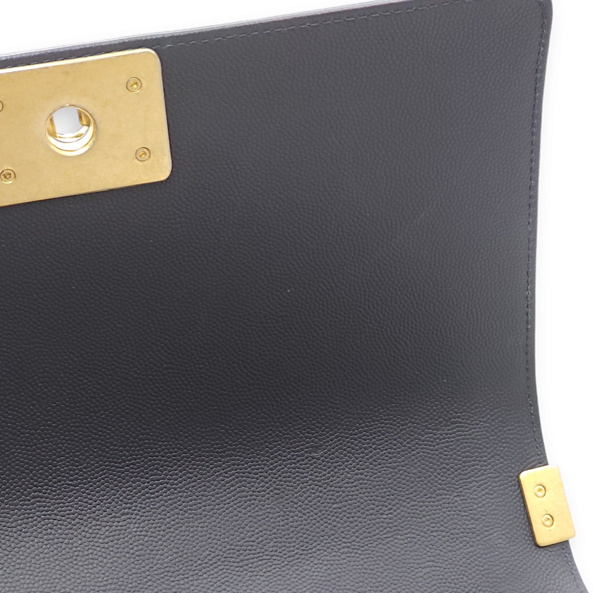 Boy Medium Navy Blue Crossbody Bag in Caviar Leather, Gold hardware - Image 9