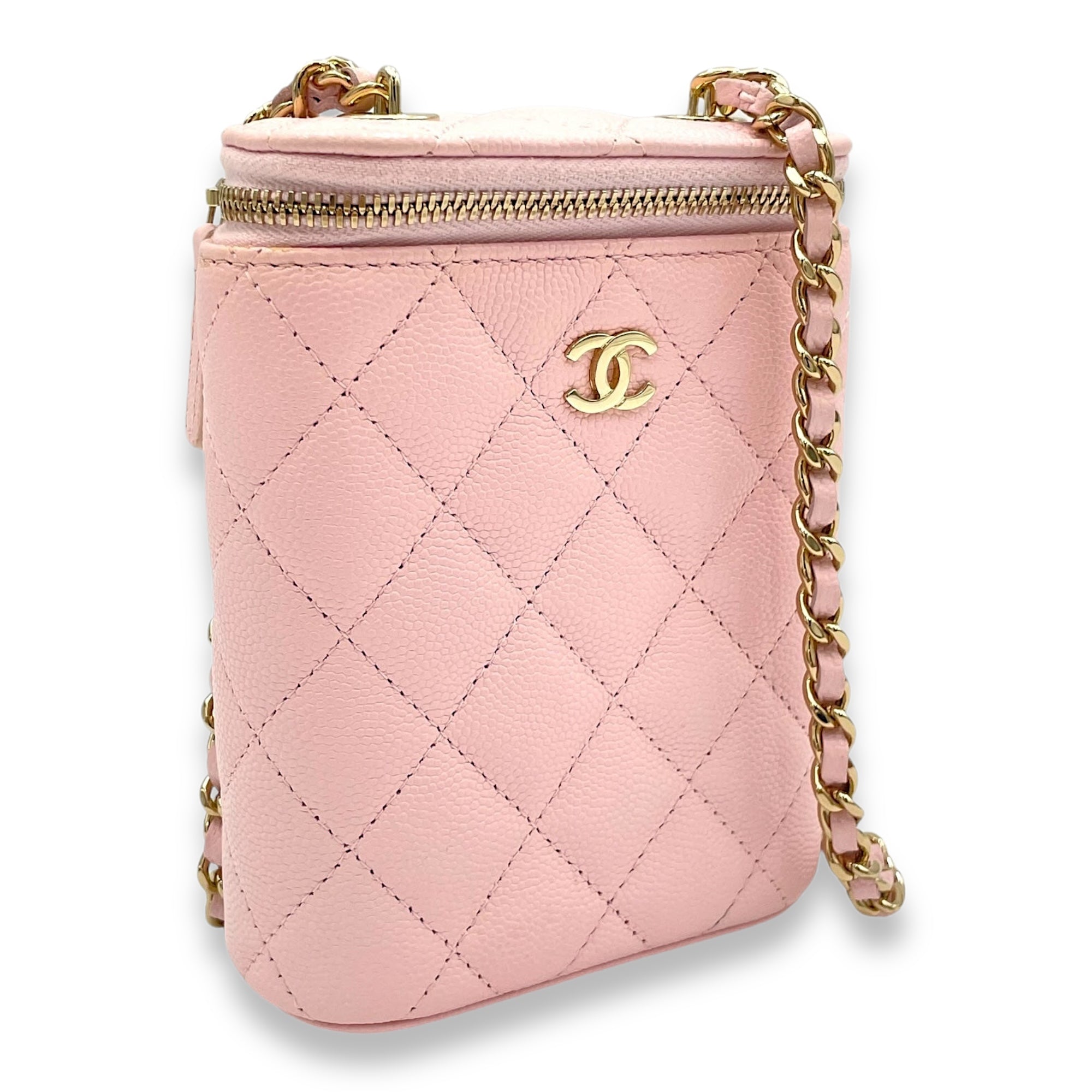 Classic Pink Vanity Bag in Caviar Leather, Gold hardware - Image 4