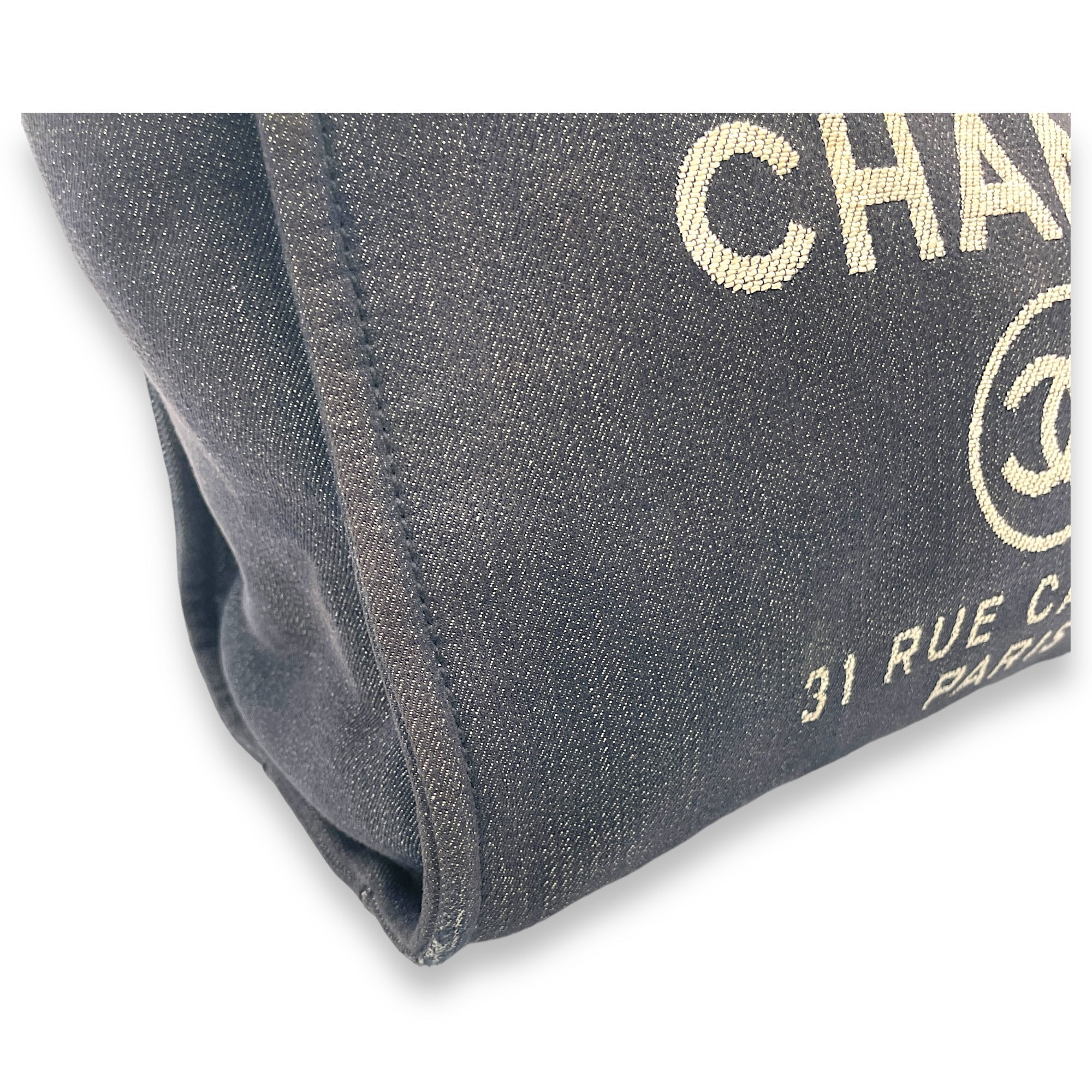 Deauville Blue Top Handle Bag in Denim, Silver hardware - Image 11