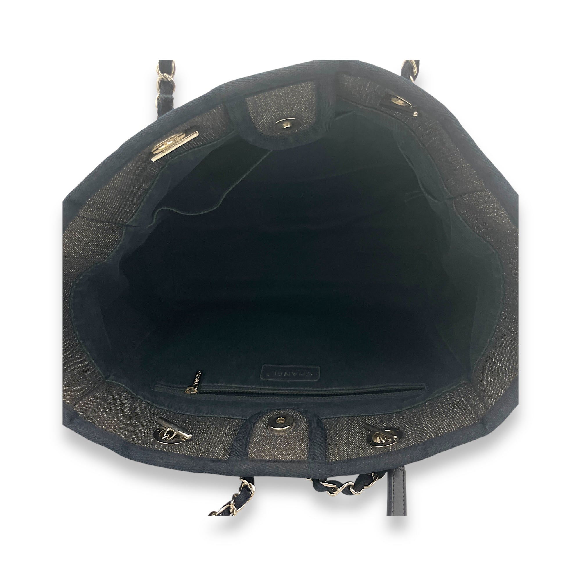 Deauville Blue Top Handle Bag in Denim, Silver hardware - Image 12