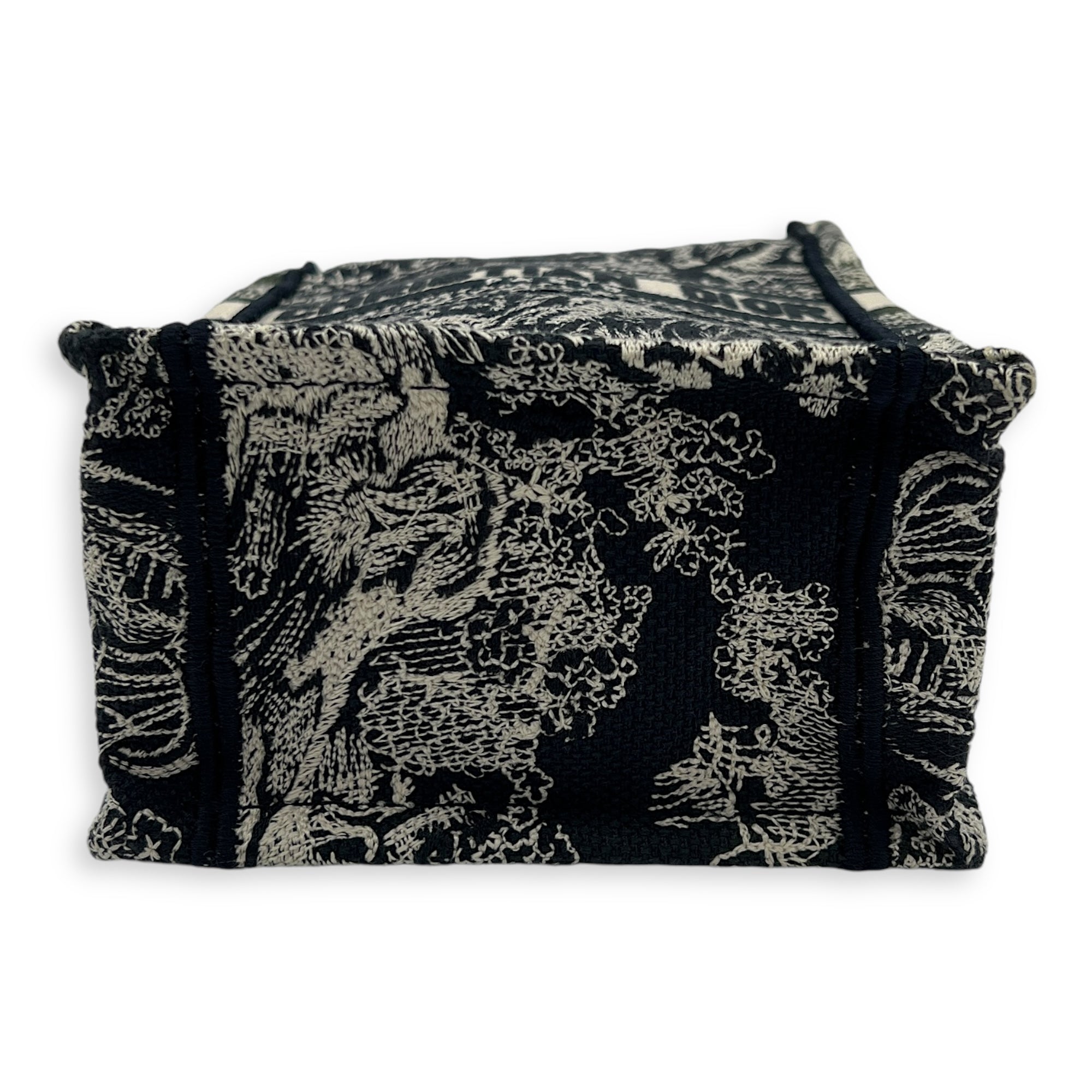 Book Tote Vertical Navy Crossbody Bag in Jacquard, Gold hardware - Image 6