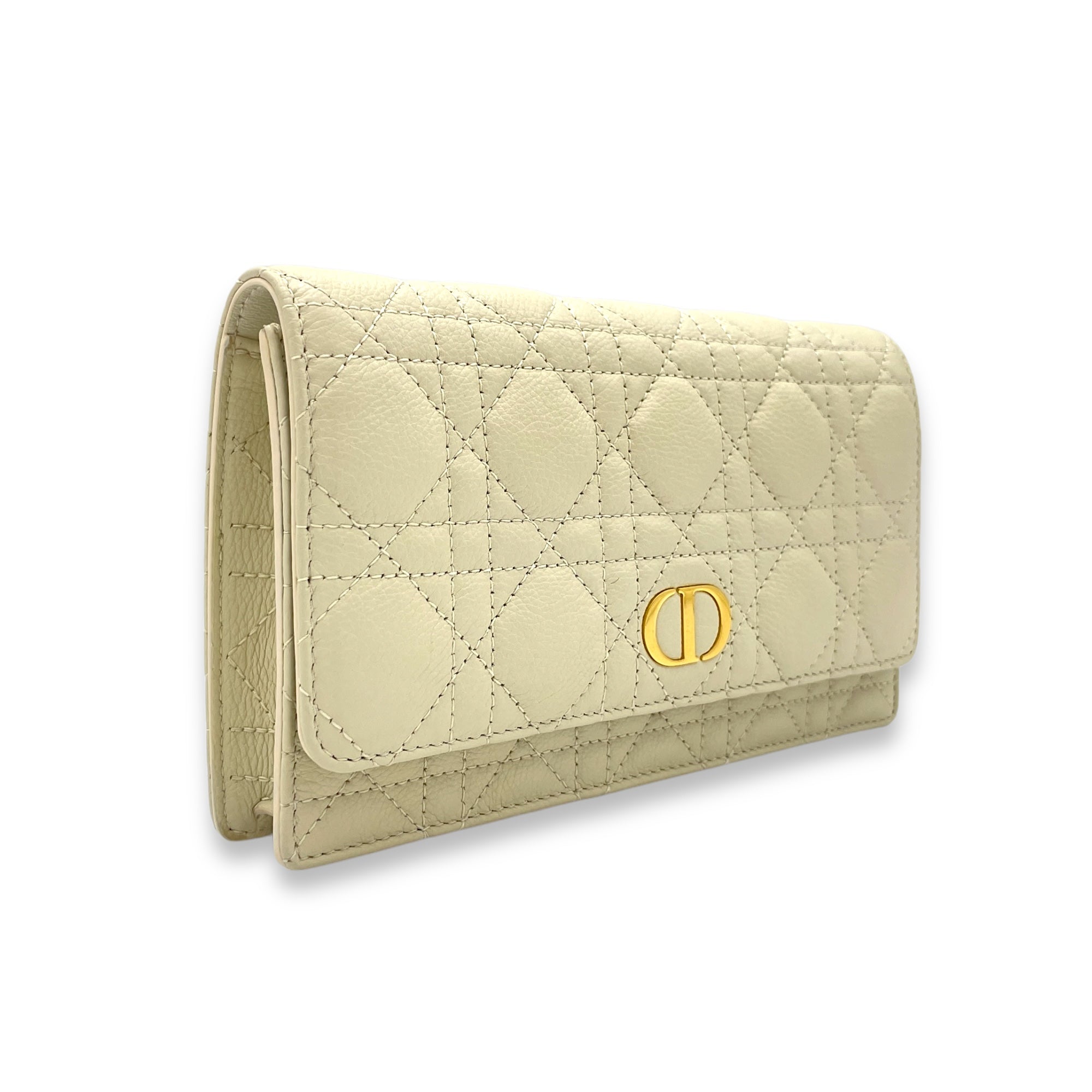 Dior Caro Pouch White in Calfskin, Gold hardware - Image 4