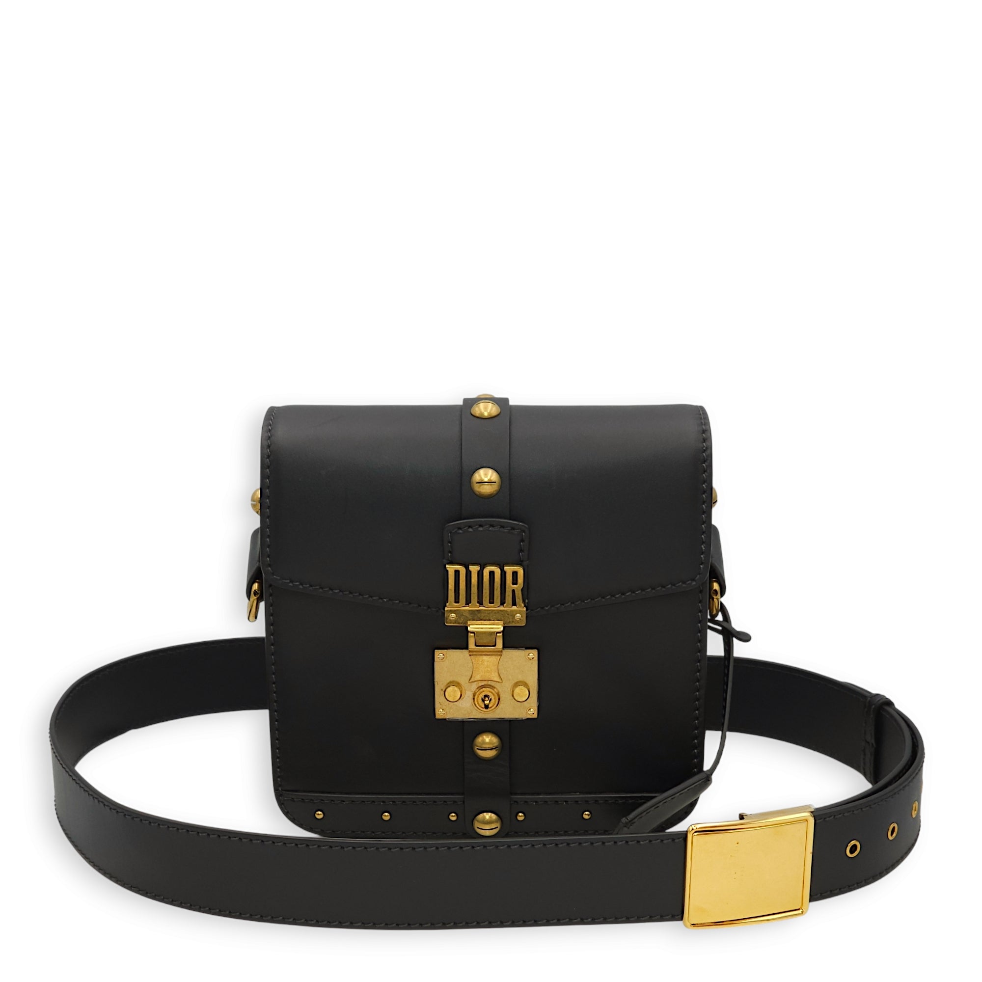 Dioraddict Square Flap Black Shoulder Bag in Calfskin, Gold hardware - Image 11