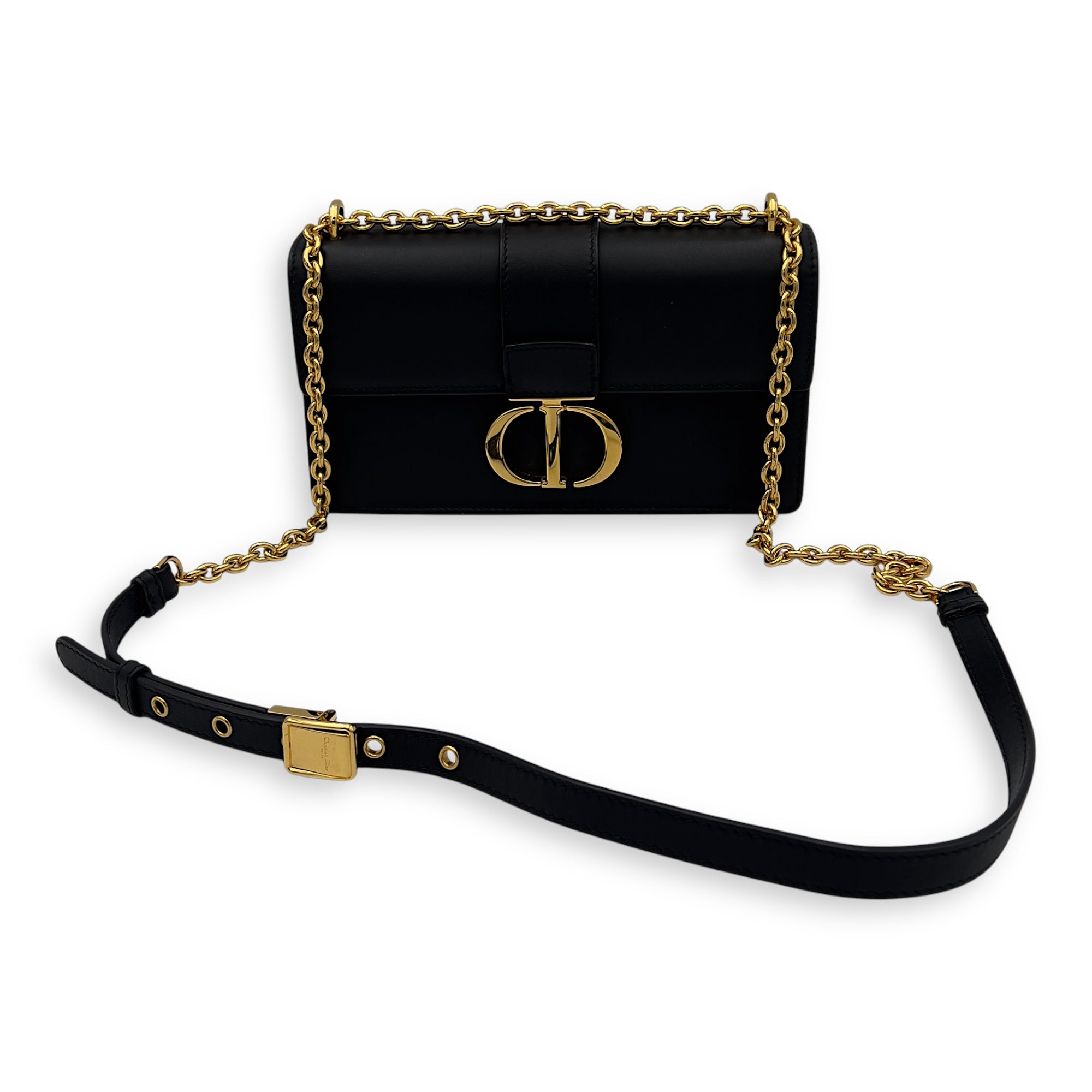 Montaigne Shoulder Bag Black in Calfskin, Gold hardware - Image 22