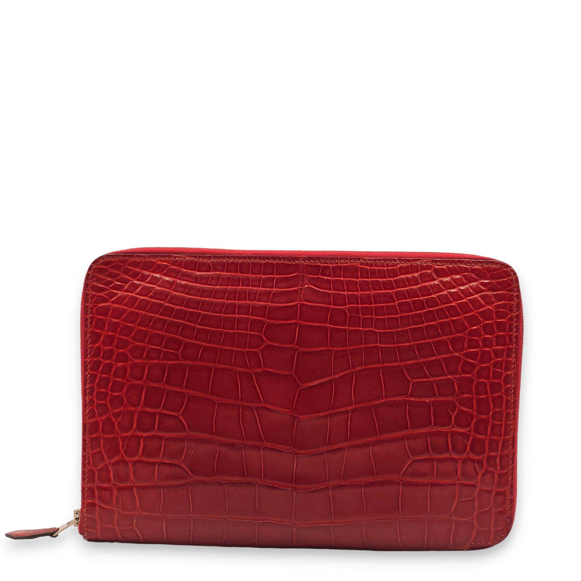 Azap TGM Rouge Wallet in Shiny Alligator, Palladium hardware