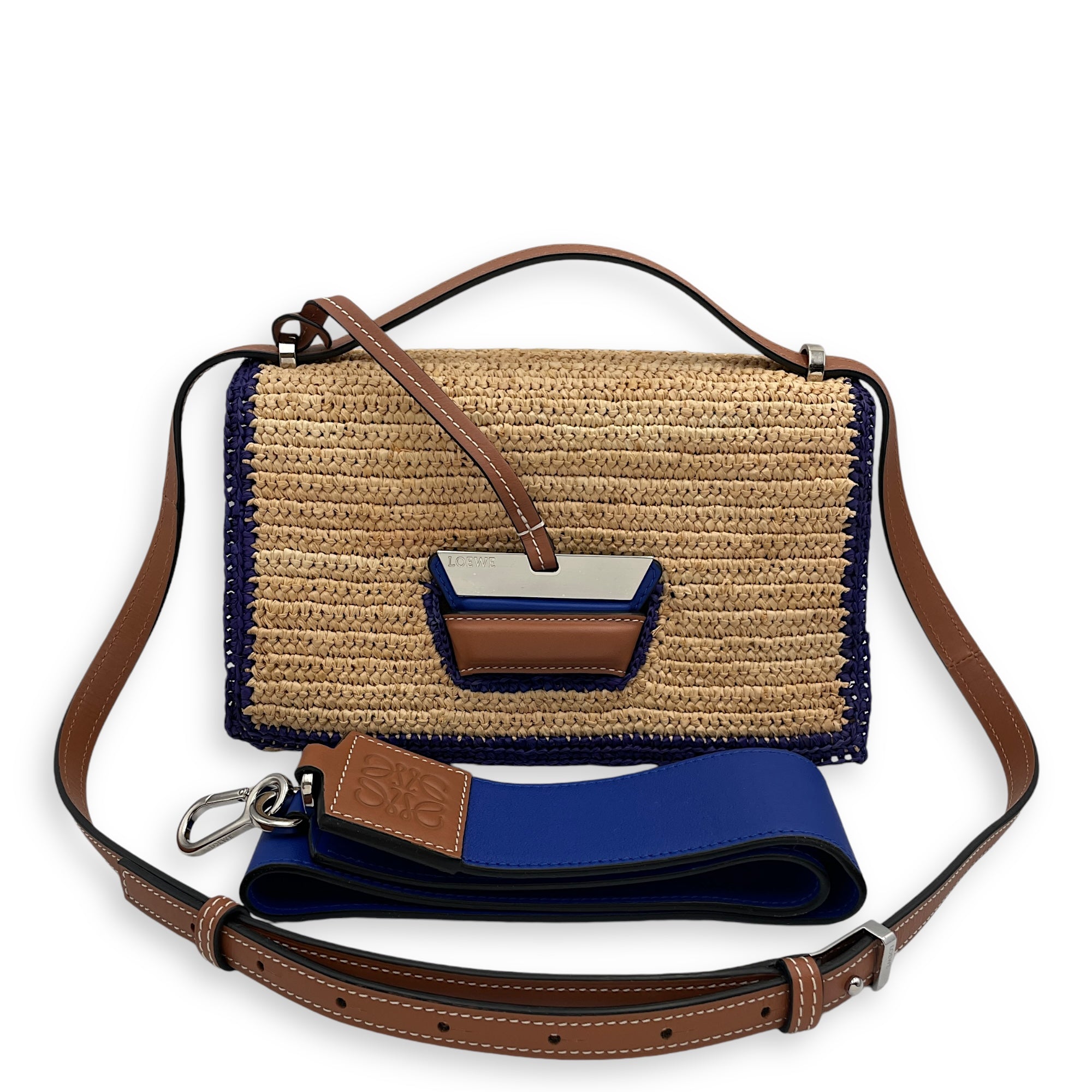 Barcelona Flap 24x15x10cm Beige, blue, purple, brown Crossbody Bag in Calfskin, Silver hardware - Image 8