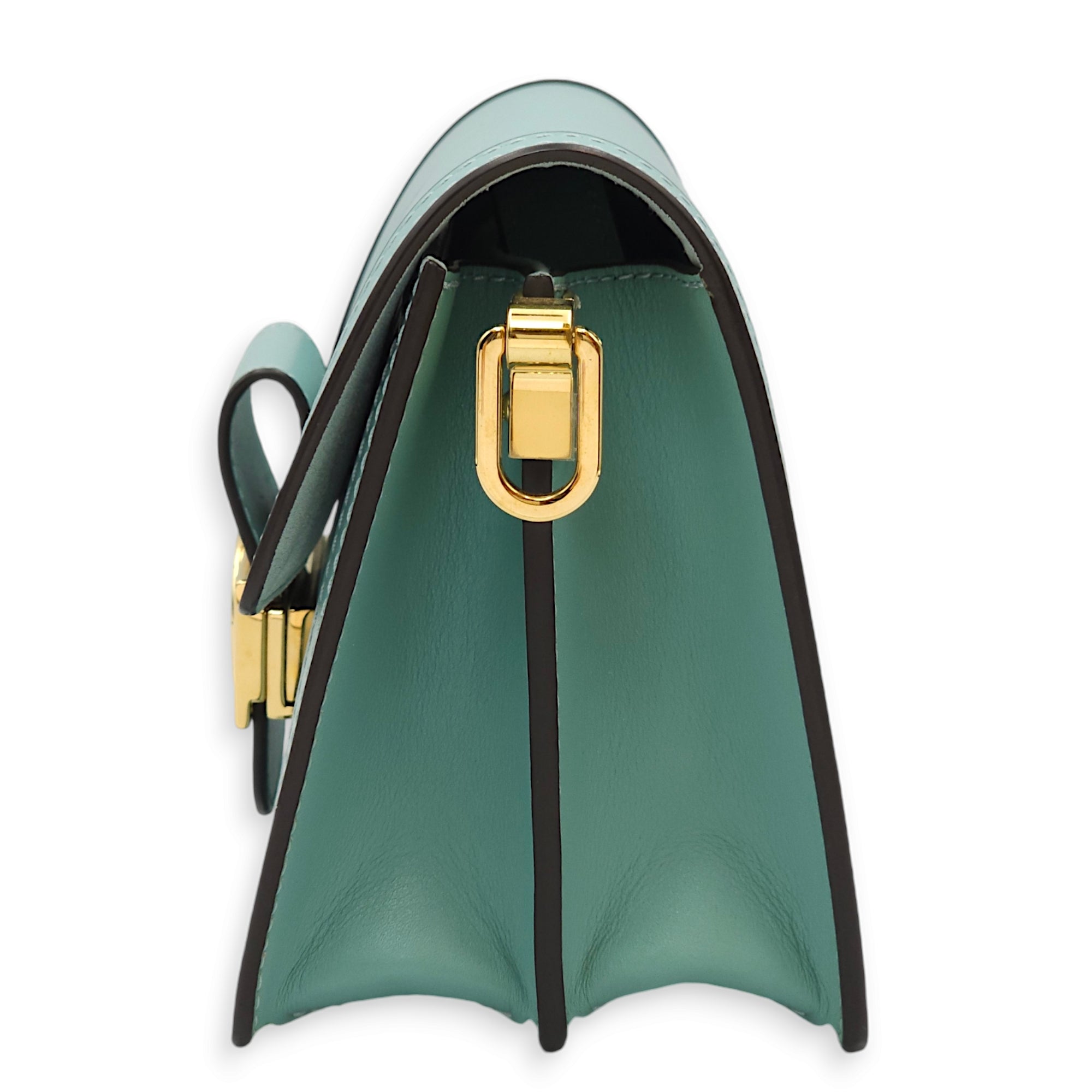 Dauphine Mini Blue Shoulder Bag in Calfskin, Gold hardware - Image 5