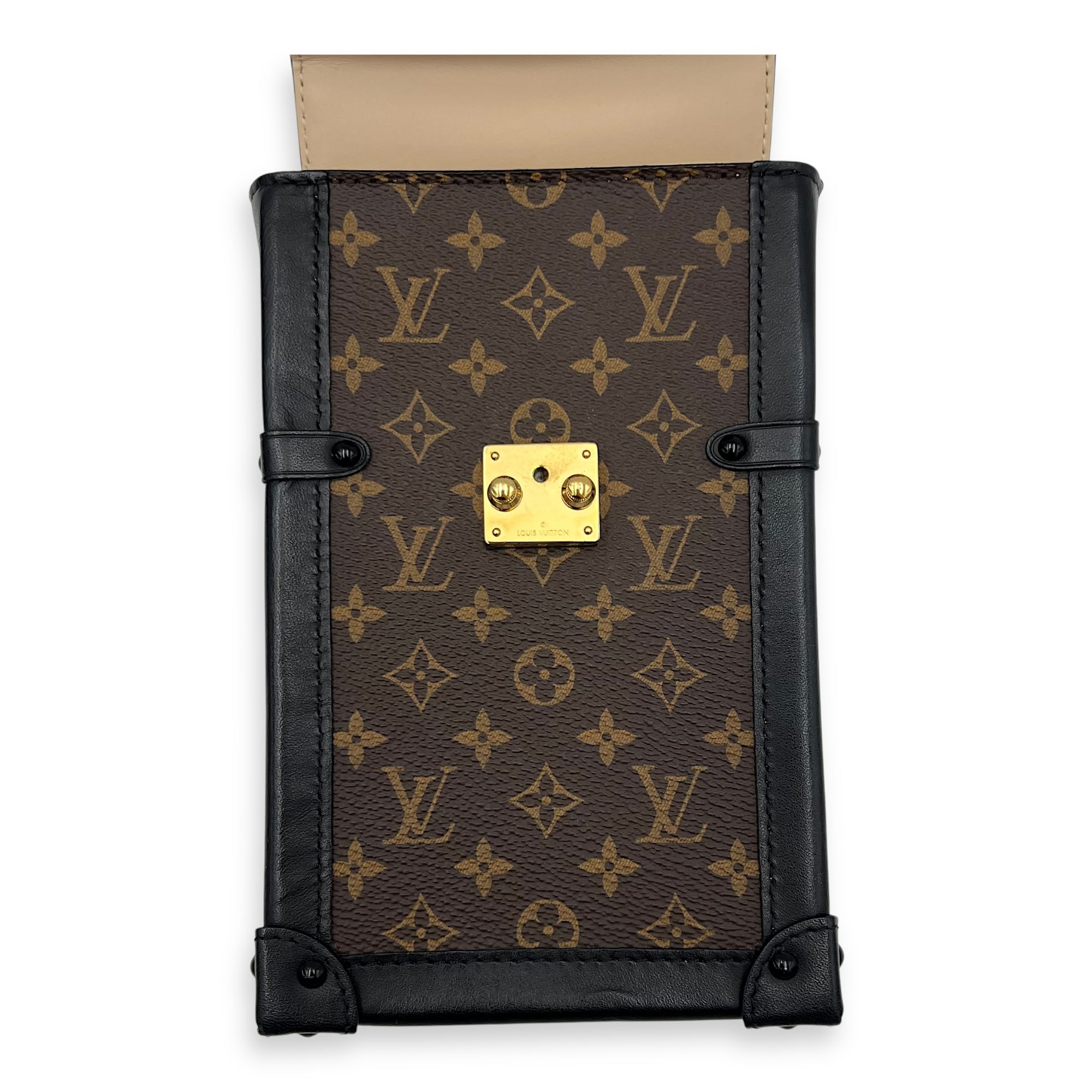 Trunk Vertical Brown Crossbody Bag in Monogram Coated Canvas, Gold hardware - Image 15