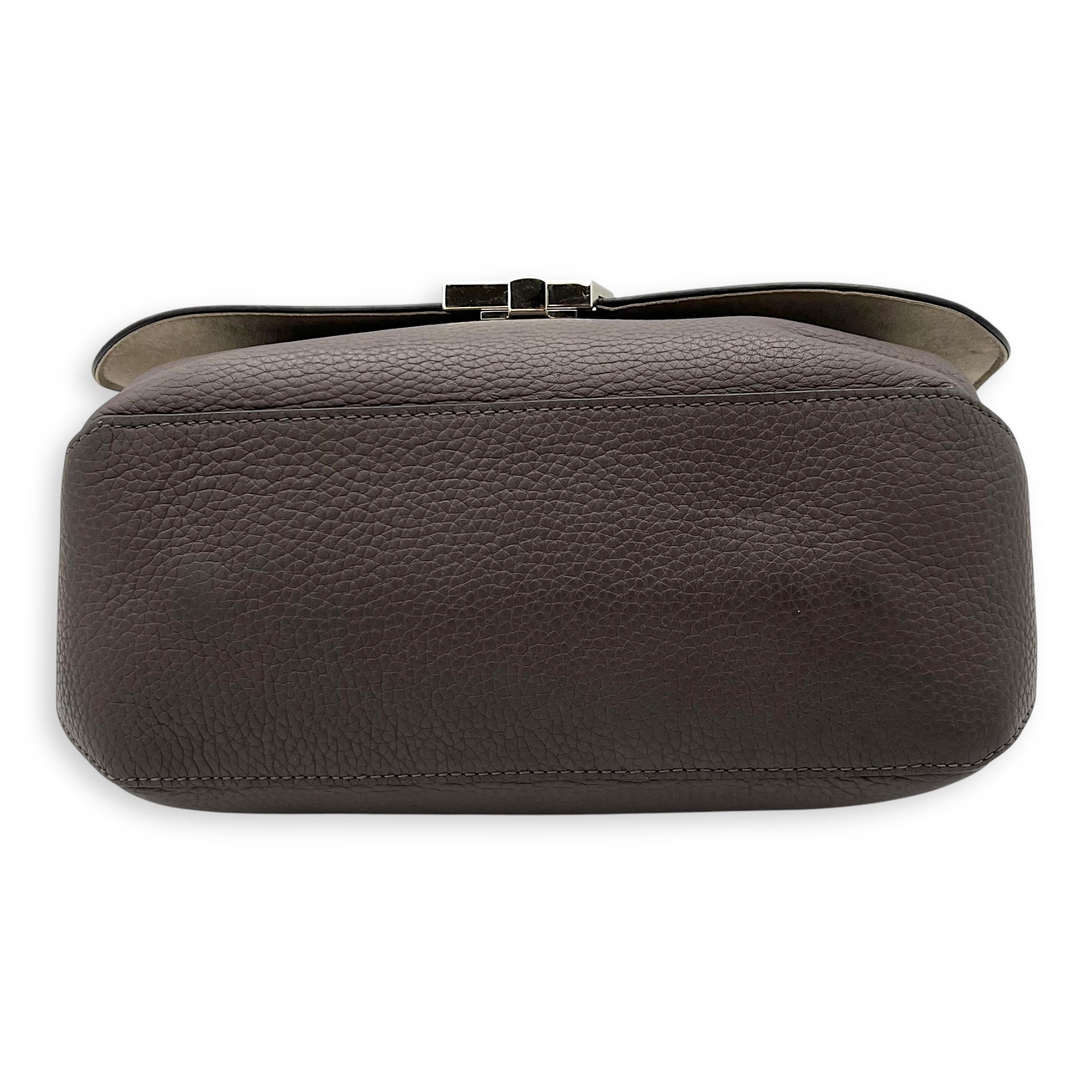 Volta Top Handle Bag Brown in Taurillon Leather, Silver hardware - Image 6