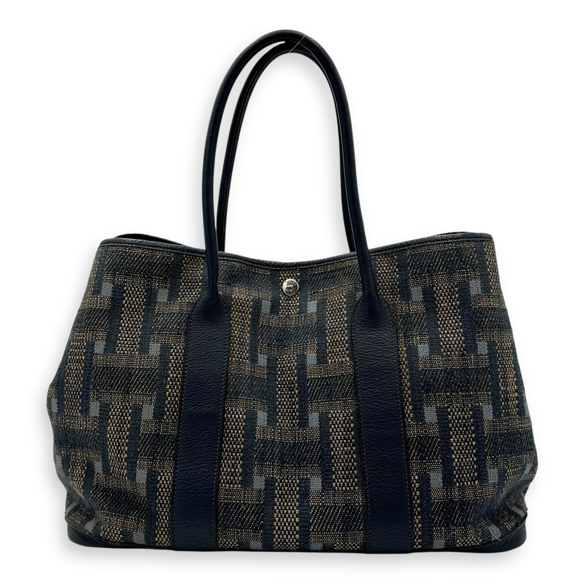 Garden Party 36 Blue Tote Bag in Tweed, Silver hardware