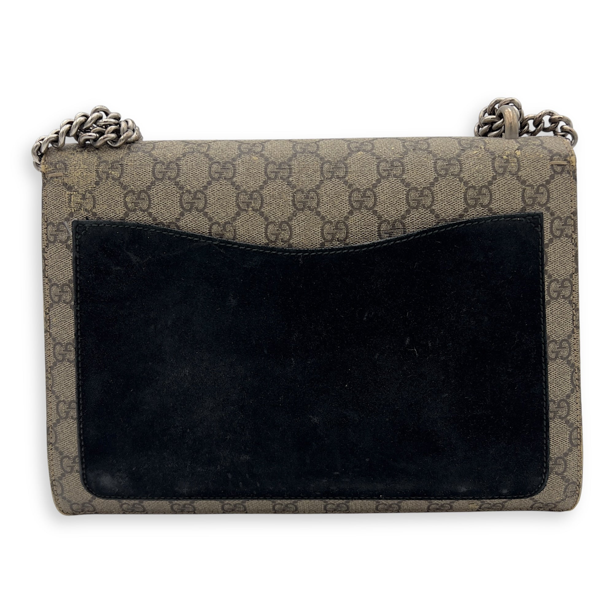 Dionysus Shoulder Bag Beige in Suede Leather, Silver hardware - Image 3