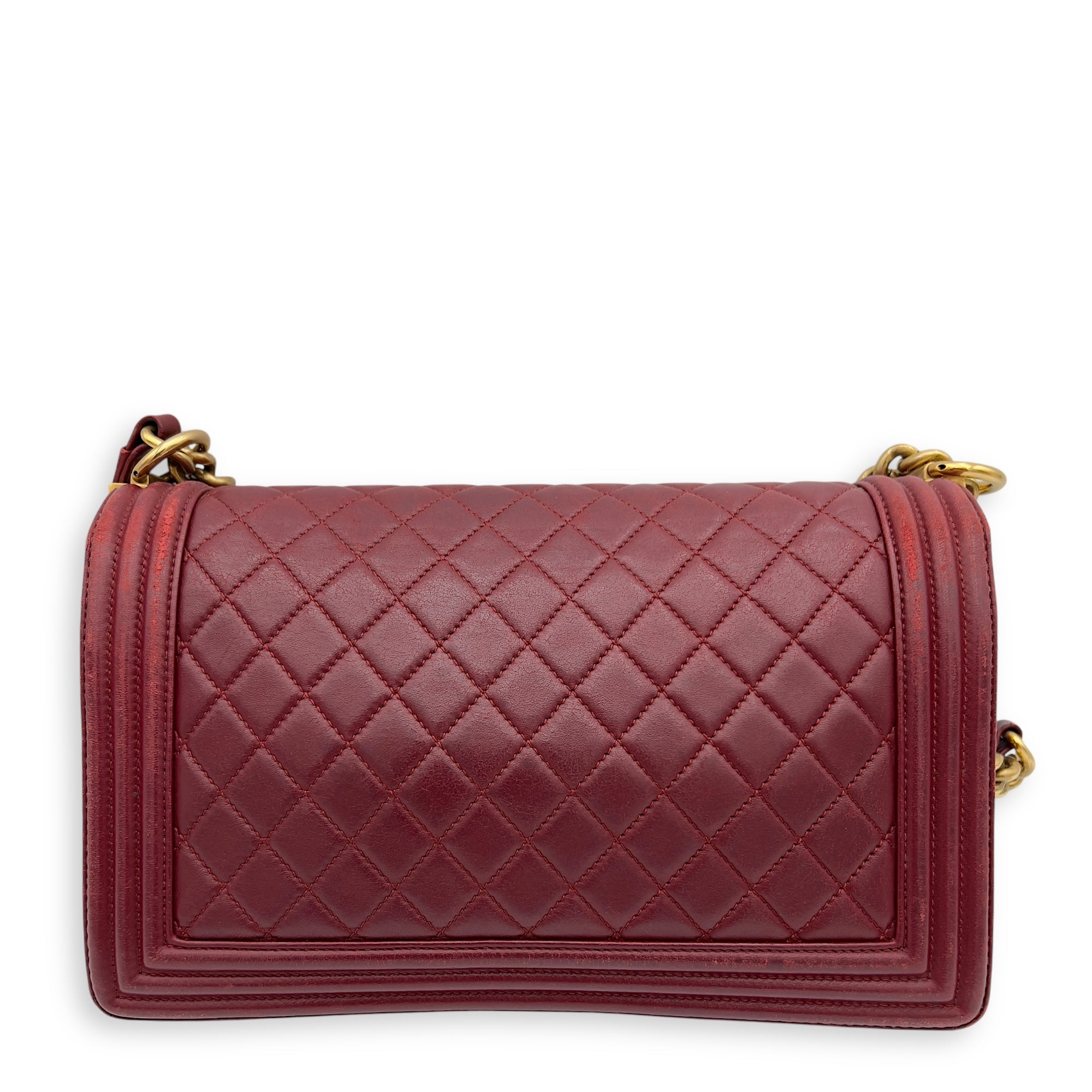 Boy Shoulder Bag Medium Red in Calfskin, Gold hardware - Image 3