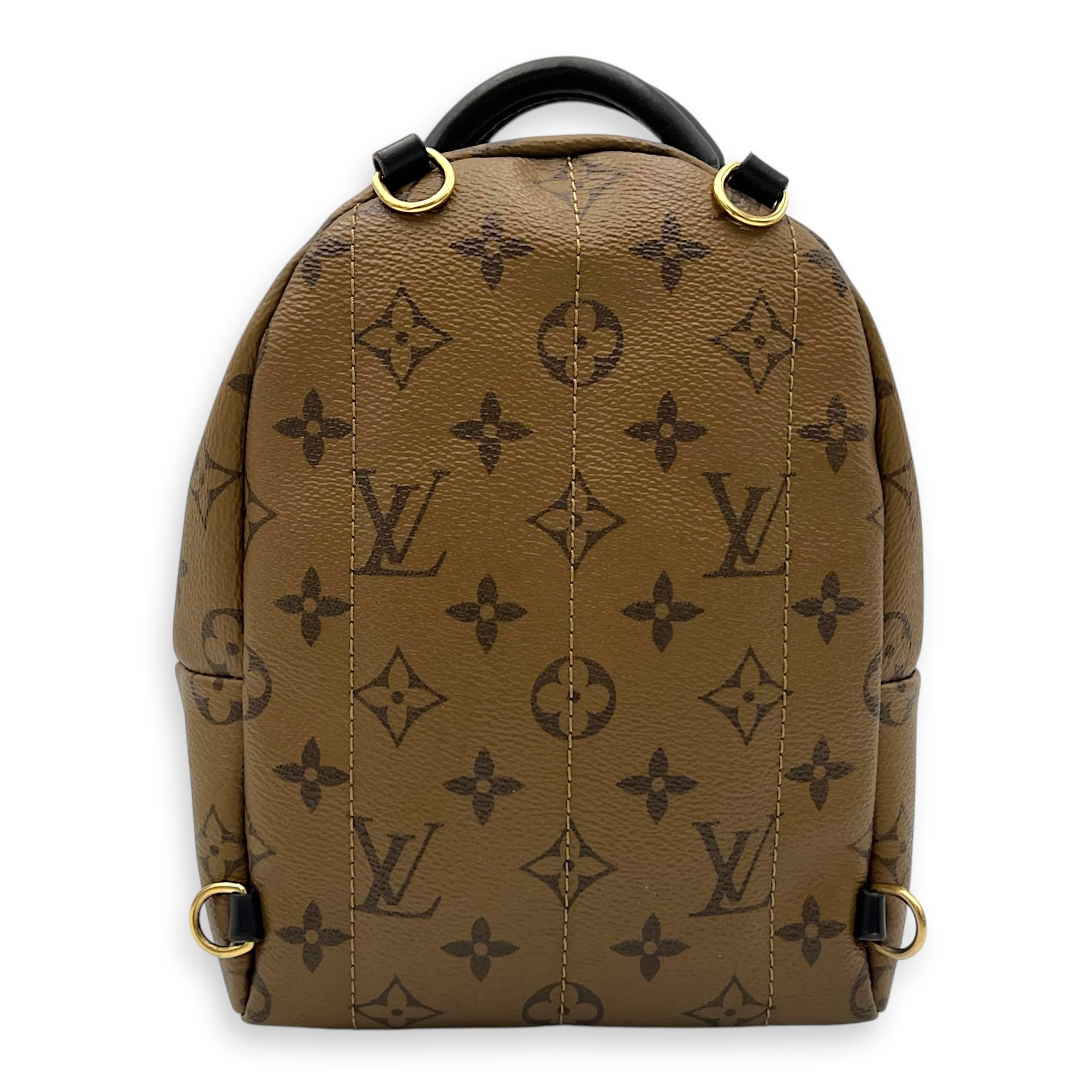 Palm Springs Mini Brown Backpack in Monogram Coated Canvas, Gold hardware - Image 3