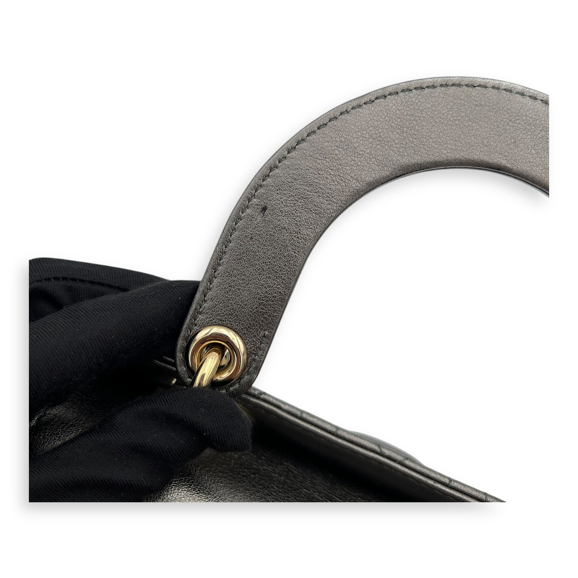 Lady Dior Small Grey Top Handle Bag in Calfskin, Gold hardware - Image 9