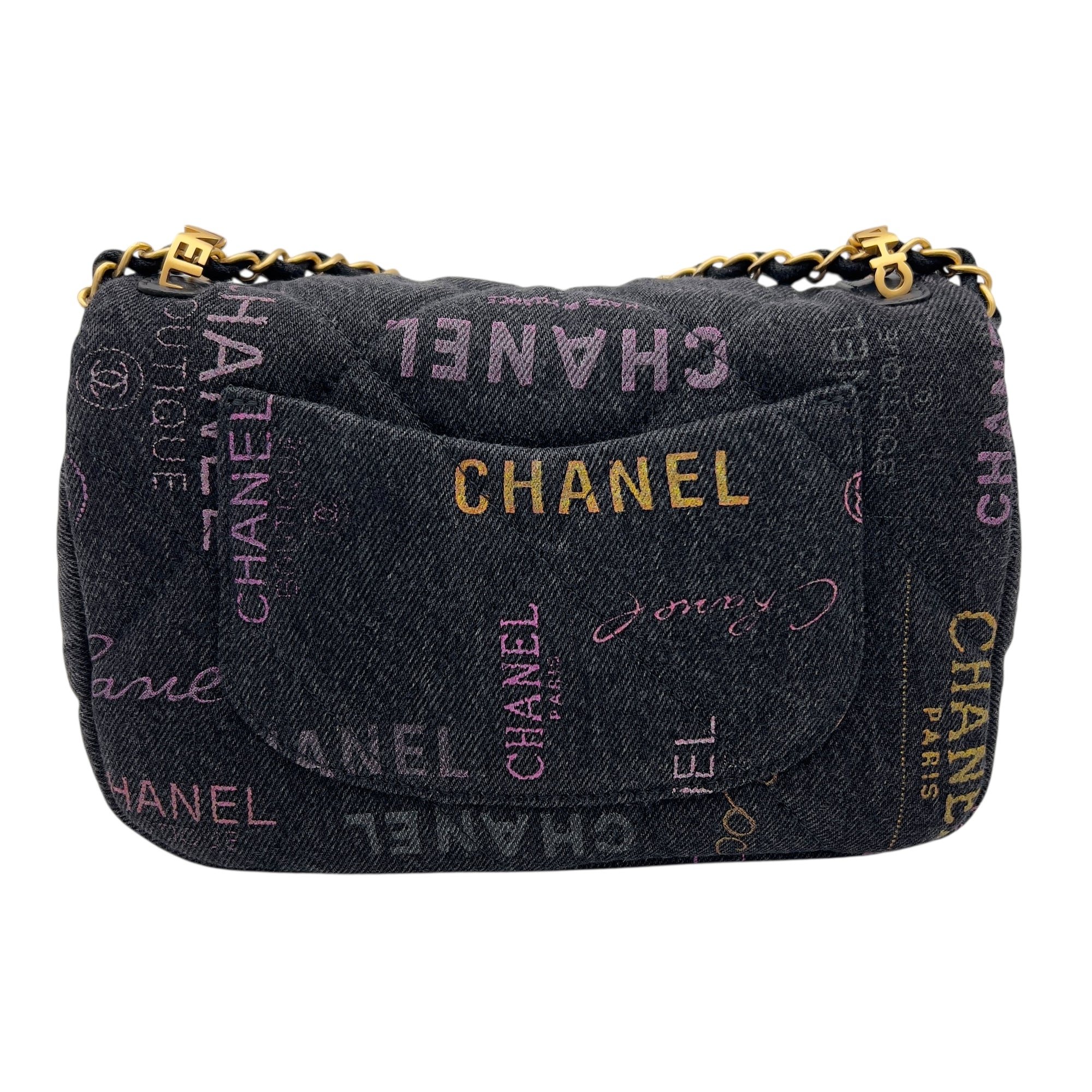 Mood Multi-colour Shoulder Bag in Denim, Gold hardware - Image 3