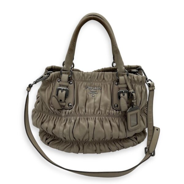 Gaufre White Top Handle Bag in Lambskin, Silver hardware - Image 19