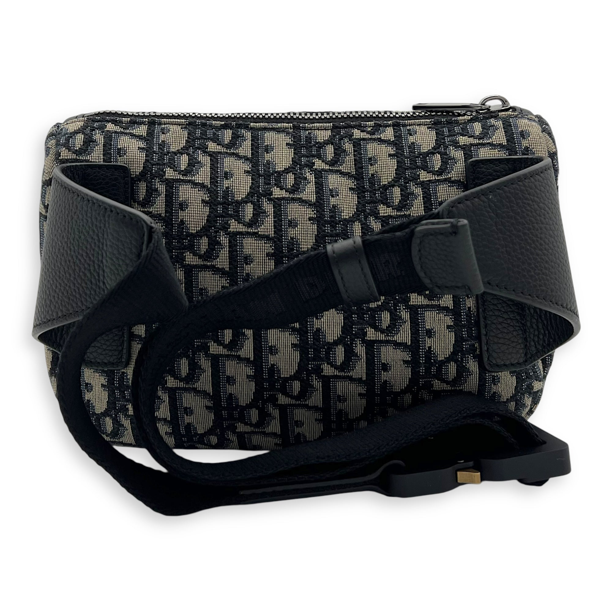 Oblique Belt Bag Blue in Jacquard, Silver hardware - Image 3