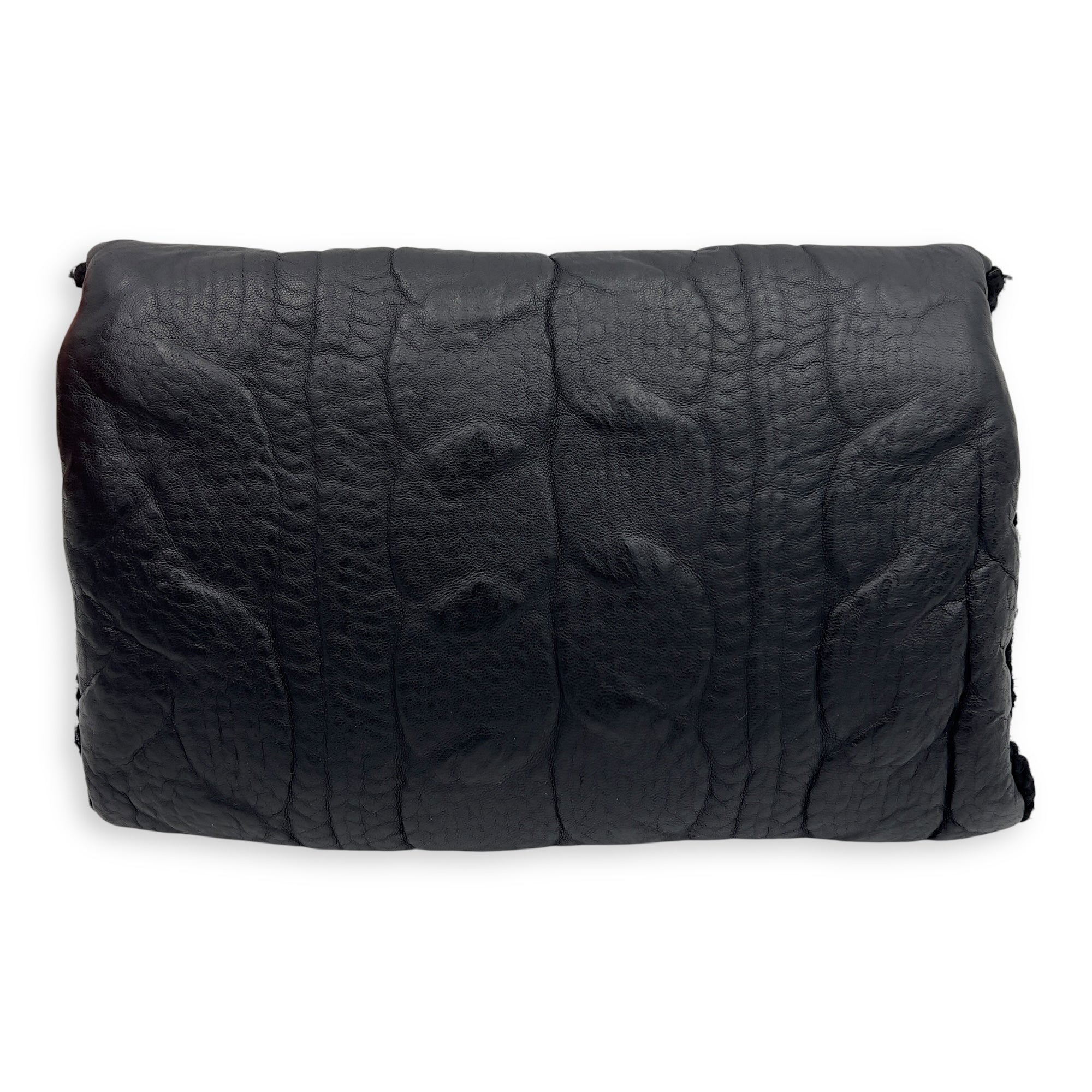 Paris Edinburgh Chic Knit Shoulder Bag Black in Calfskin, Silver hardware - Image 3