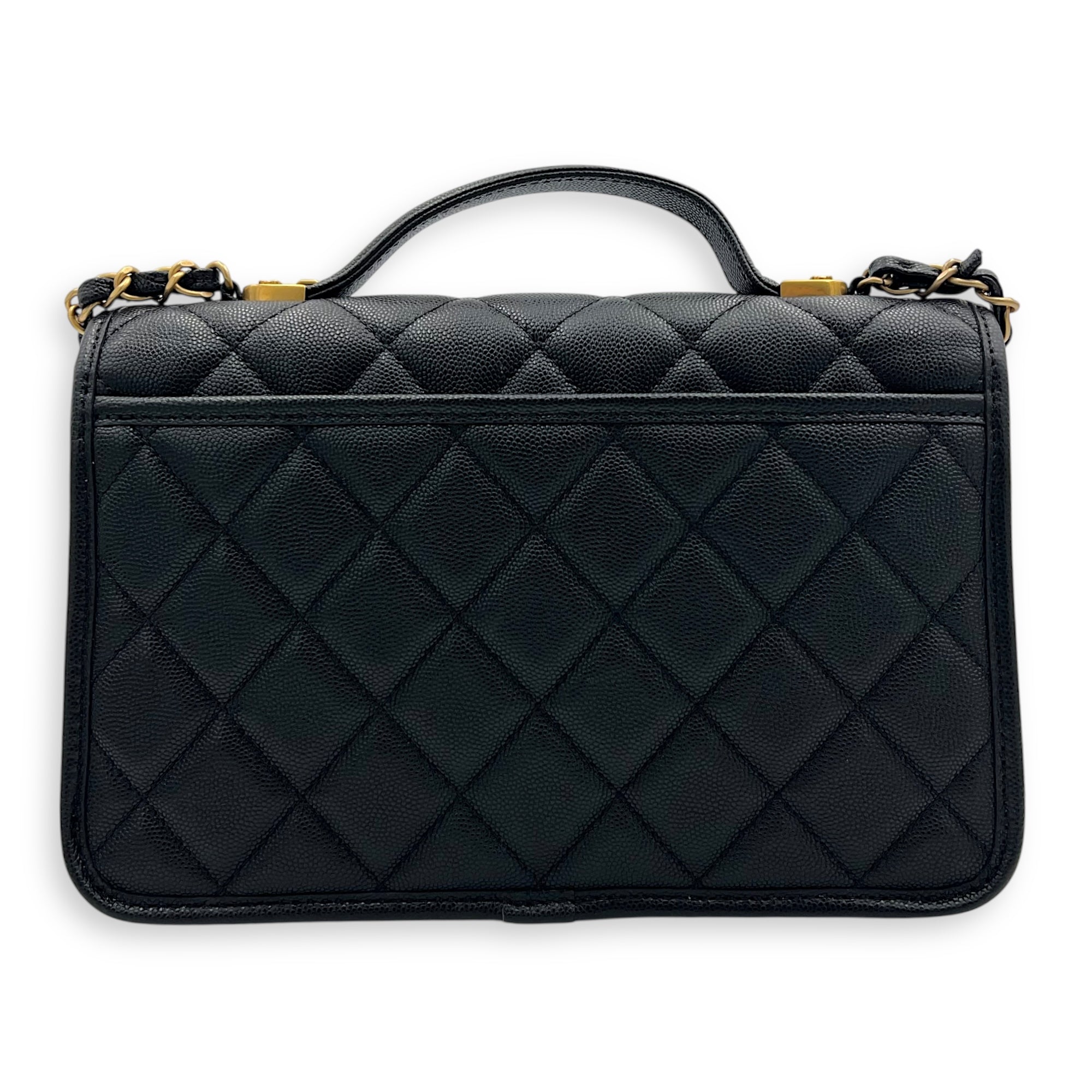 CC Quilted Top Handle Bag Black in Calfskin, Gold hardware - Image 3