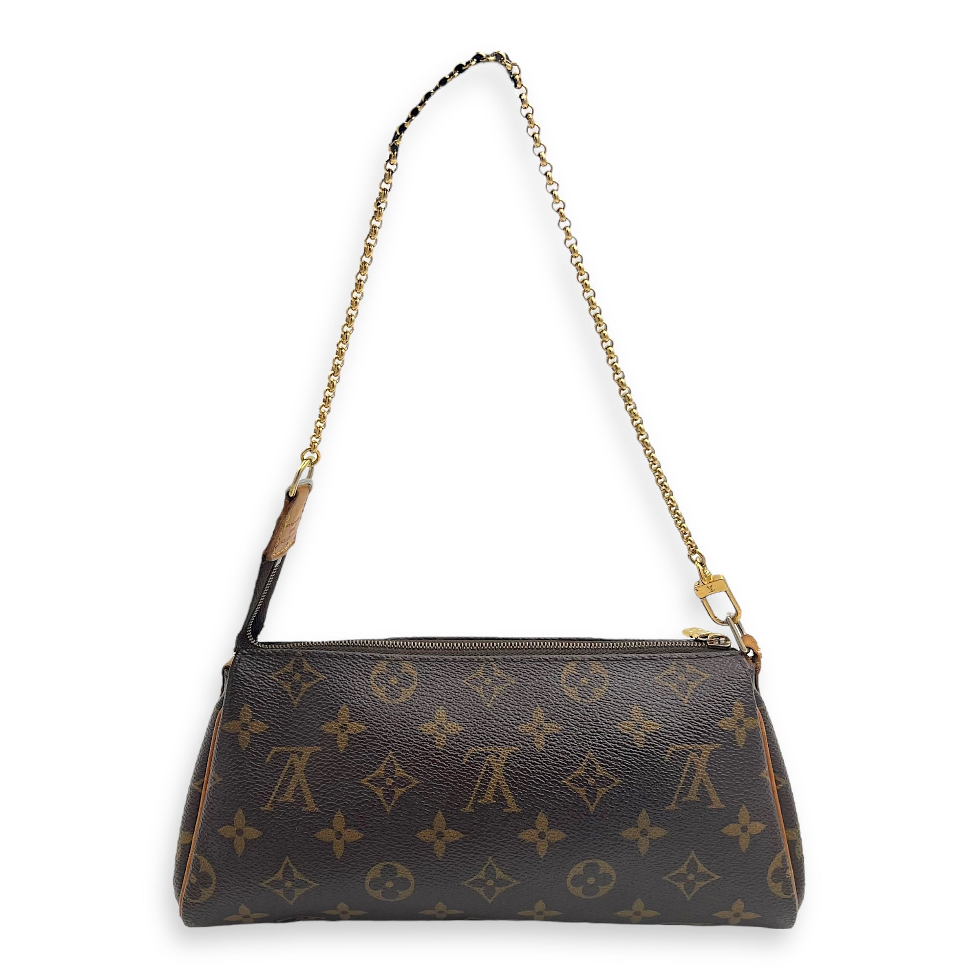 Eva Crossbody Bag Brown in Monogram Coated Canvas, Gold hardware