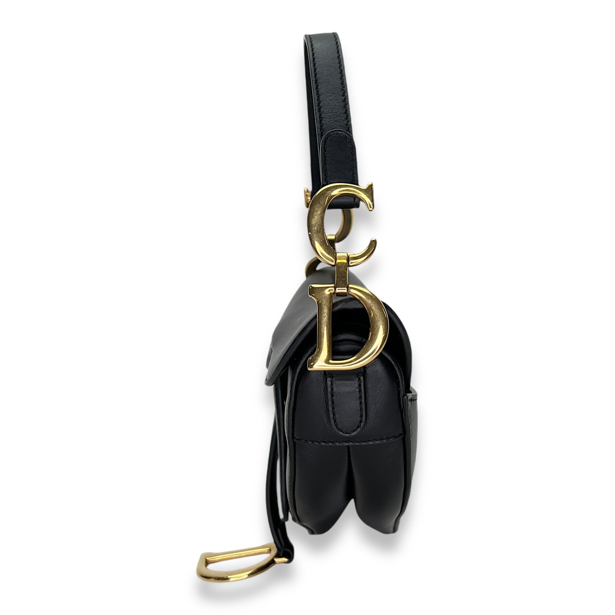Saddle Mini Shoulder bag in Calfskin, Gold Hardware - Image 4