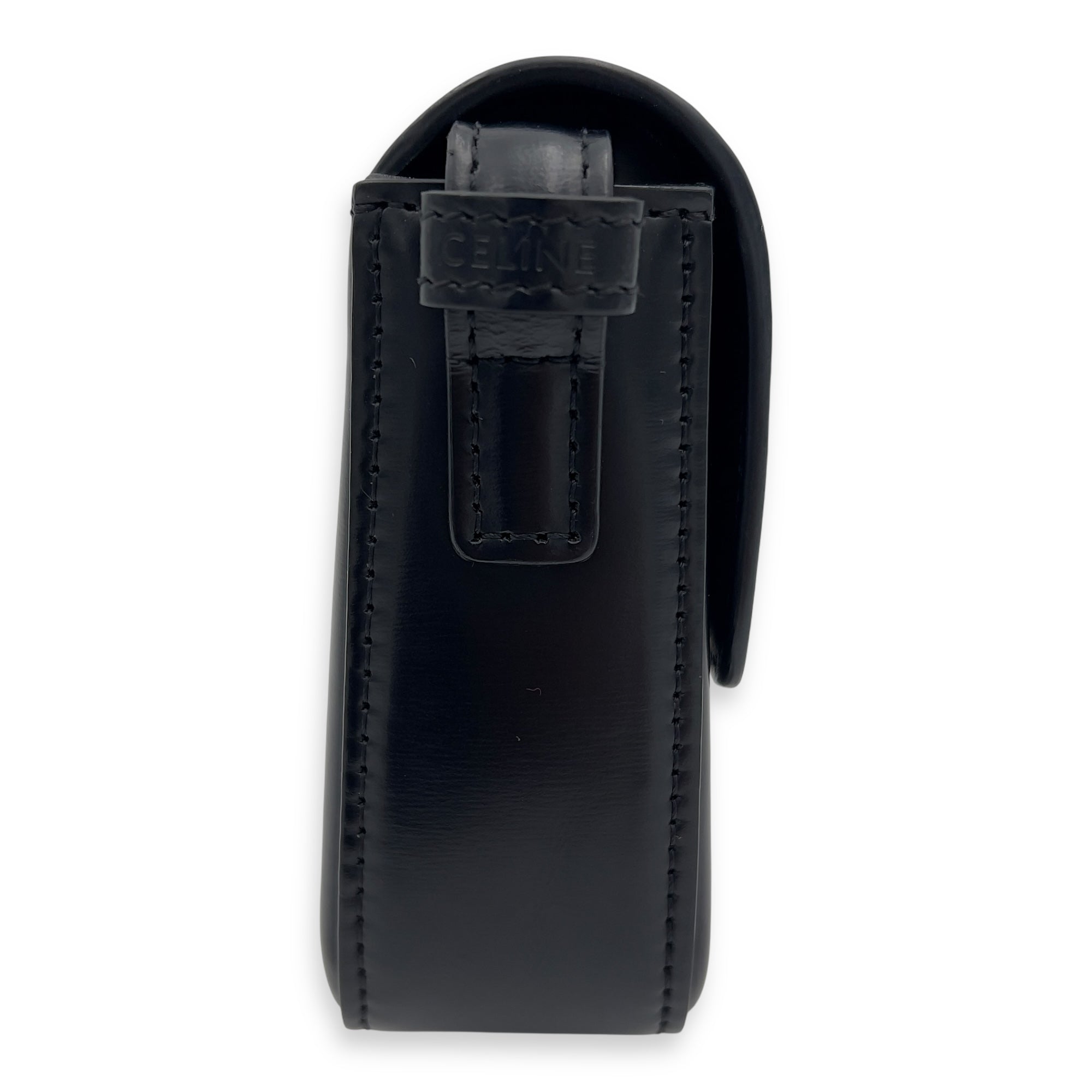 Triomphe Claude Black Shoulder Bag in Calfskin, Gold hardware - Image 4